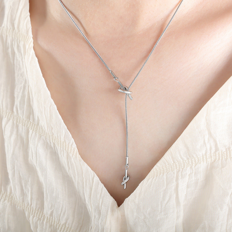 Elegant Adjustable Gold Knot Tassel Lariat Y Necklace for Women | Trendy Layered Minimalist Jewelry Gift | Perfect for Date Night, Office Wear & Special Occasions
