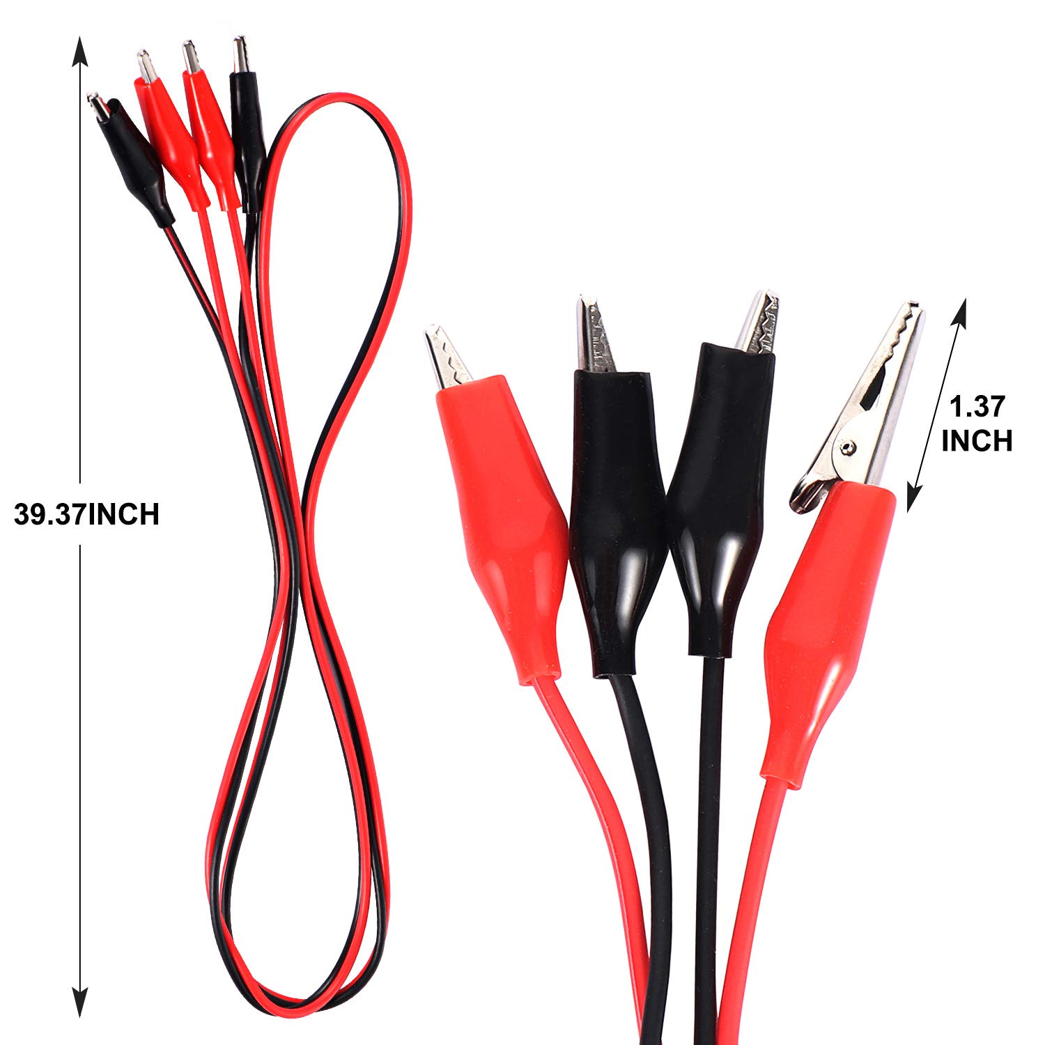 5 Groups 1M Test Leads Set with Red & Black Alligator Clips - Double-Ended Jumper Wires for Electrical Testing, Circuit Prototyping, DIY Electronics Projects