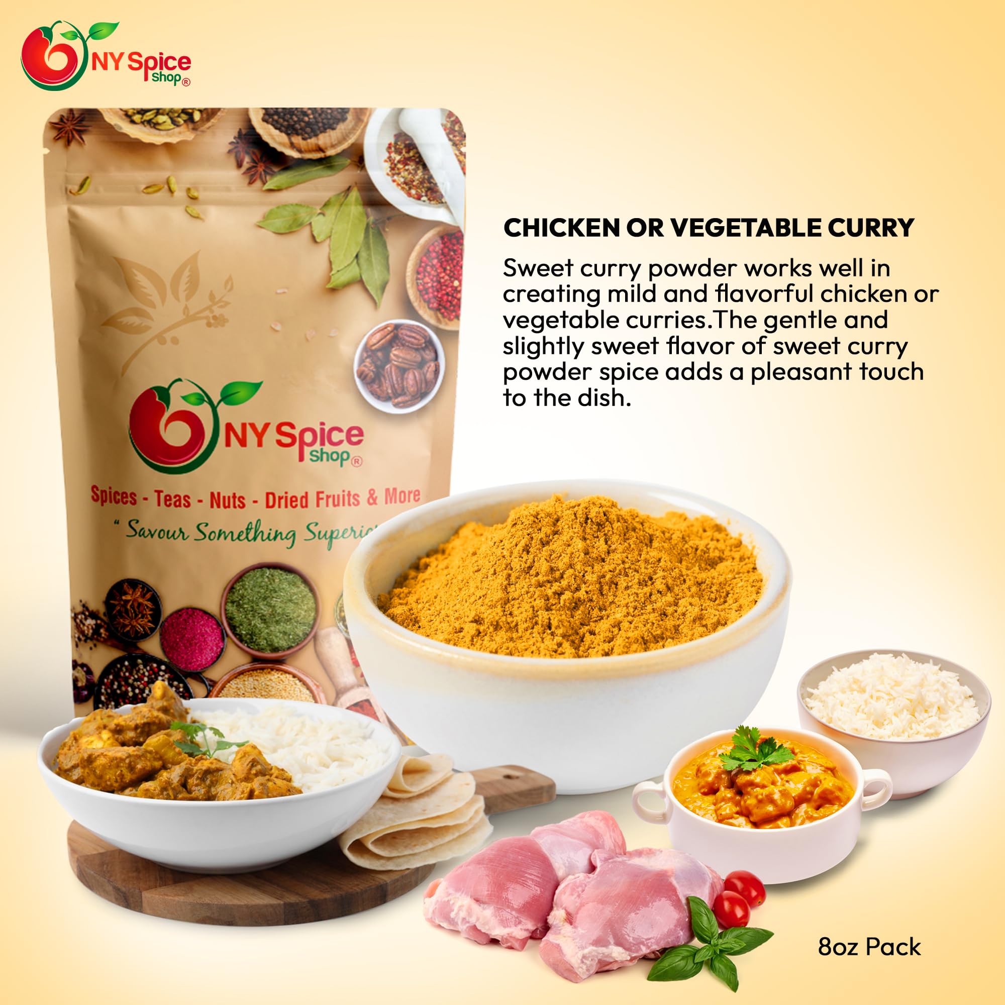 NY SPICE SHOP Premium Sweet Curry Powder Blend - 1 Pound | Mild Golden Curry Seasoning for Cooking, Baking & Indian Cuisine | All-Natural Ground Curry Spice Mix for Chicken, Rice & Vegetables