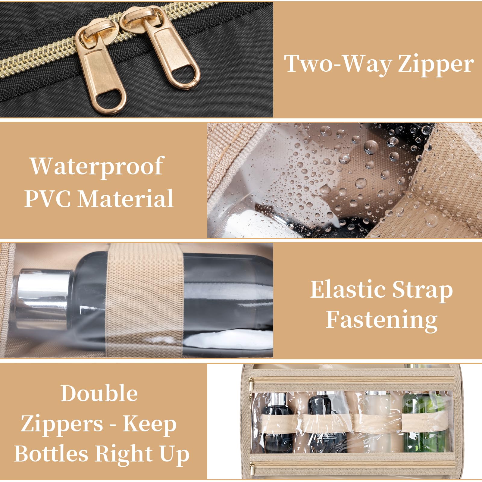Waterproof Hanging Travel Toiletry Bag for Women & Men - Spacious Makeup Organizer with Hook, Perfect for Bathroom, Gym, Camping & Airplane Carry-On (Medium, Black)