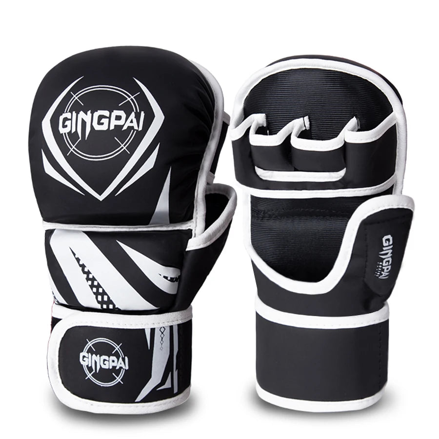 Professional MMA Half Finger Boxing Gloves - Thickened Sanda & Free Fighting Training Gloves for Mixed Martial Arts - Perfect for MMA, Kickboxing, Muay Thai & Combat Sports Training