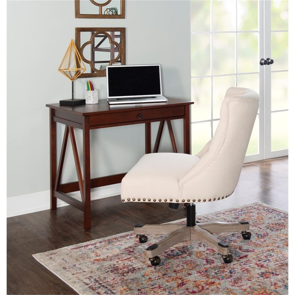 UrbanPro Wood Upholstered Office Chair in Natural Beige - Ergonomic Home Office Desk Chair with Lumbar Support - Perfect for Remote Work, Study & Gaming Setup