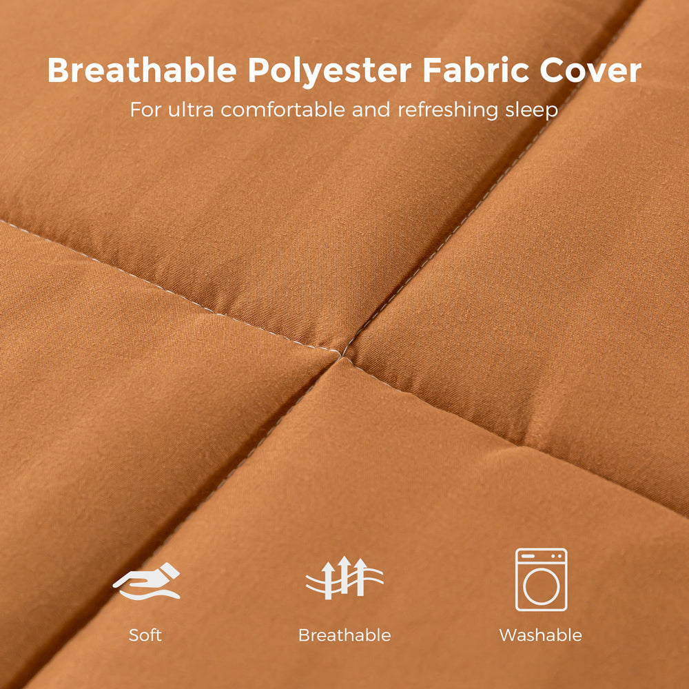 MAXYOYO 8-Inch Thick Japanese Futon Mattress - Super Soft Square Quilting Floor Bed for Guest Room & Small Spaces (Light Brown) | Perfect for Apartments, Dorms & Meditation Rooms