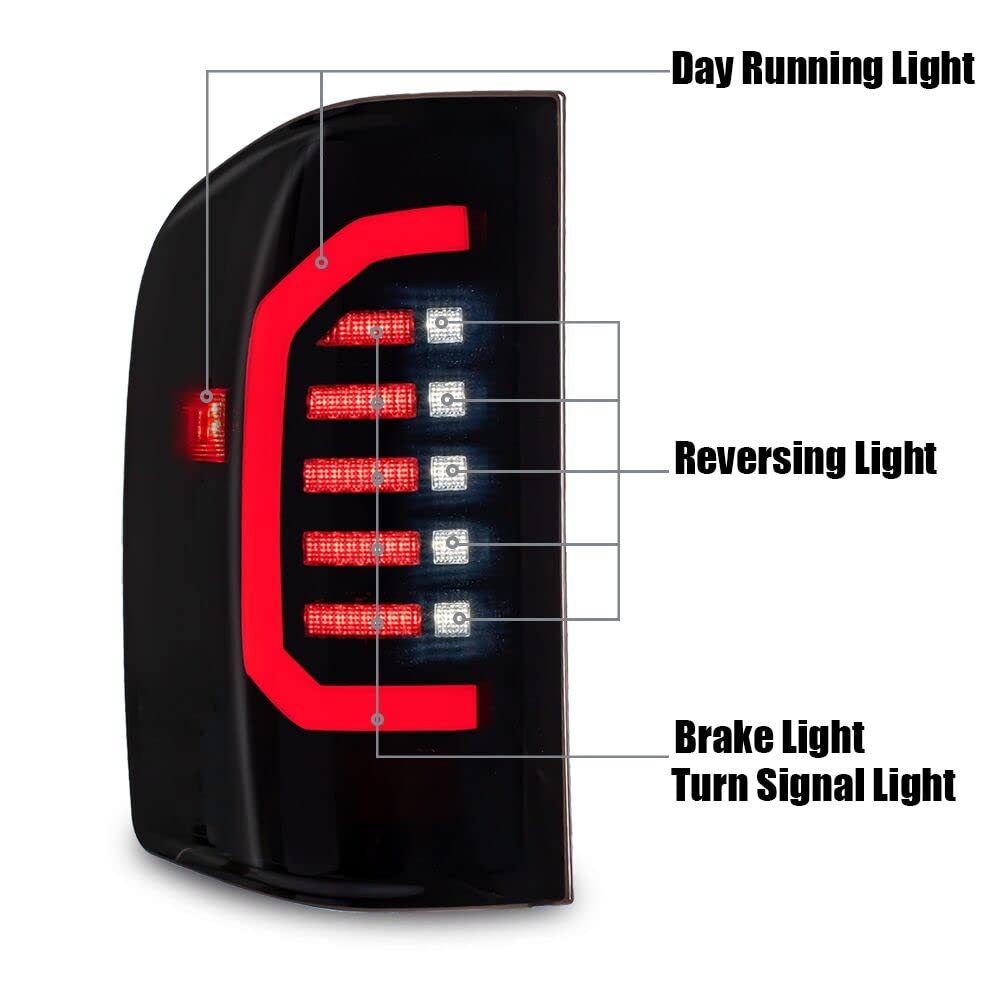YUFANYA Full LED Tail Lights for 2007-2013 Chevy Silverado - Black Housing Brake Reverse Turn Signal Lamps (Driver & Passenger Side) - Upgrade Your Truck's Style & Safety for Night Driving & Off-Road Adventures