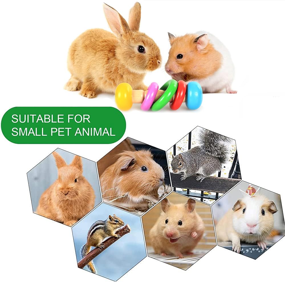 3 Pack Natural Wooden Hamster Chew Toys - Safe Eco-Friendly Small Animal Toys for Rabbits, Guinea Pigs, Chinchillas | Bite-Resistant Teeth Grinding Toys for Indoor Play & Cage Enrichment