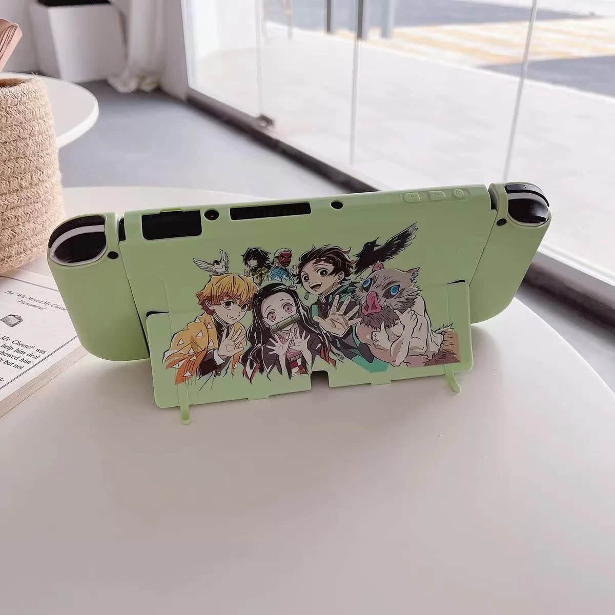 Demon Slayer Nintendo Switch OLED Case - Dockable Soft TPU Cover with Ergonomic Grip & Joycon Protection | Anime Gaming Accessory for Travel & Home Entertainment