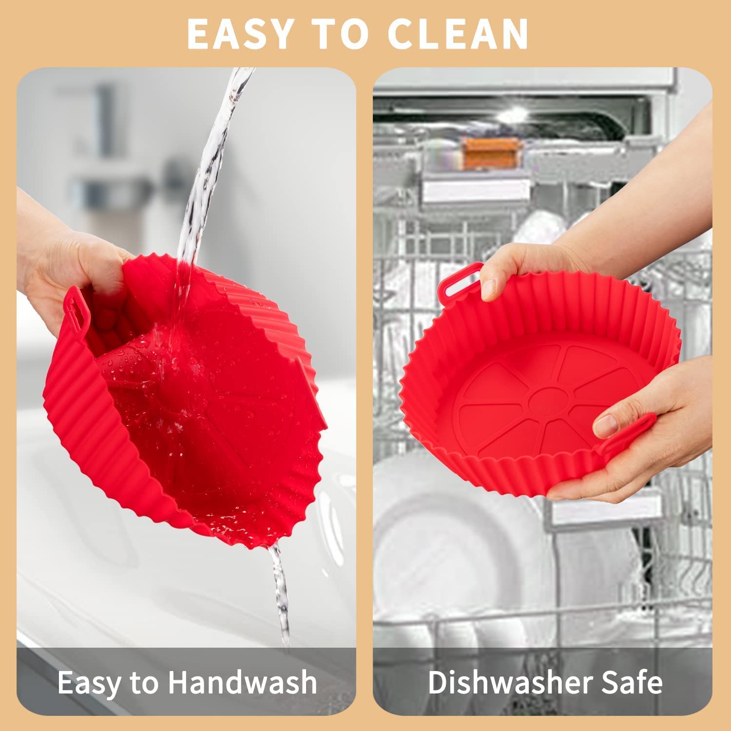 SHOPOGENIX Air Fryer Silicone Baking Tray with Ear Handles - Heat Resistant Food Grade Accessories for Oven & Pot (Pack of 1) - Perfect for Baking, Roasting & Meal Prep
