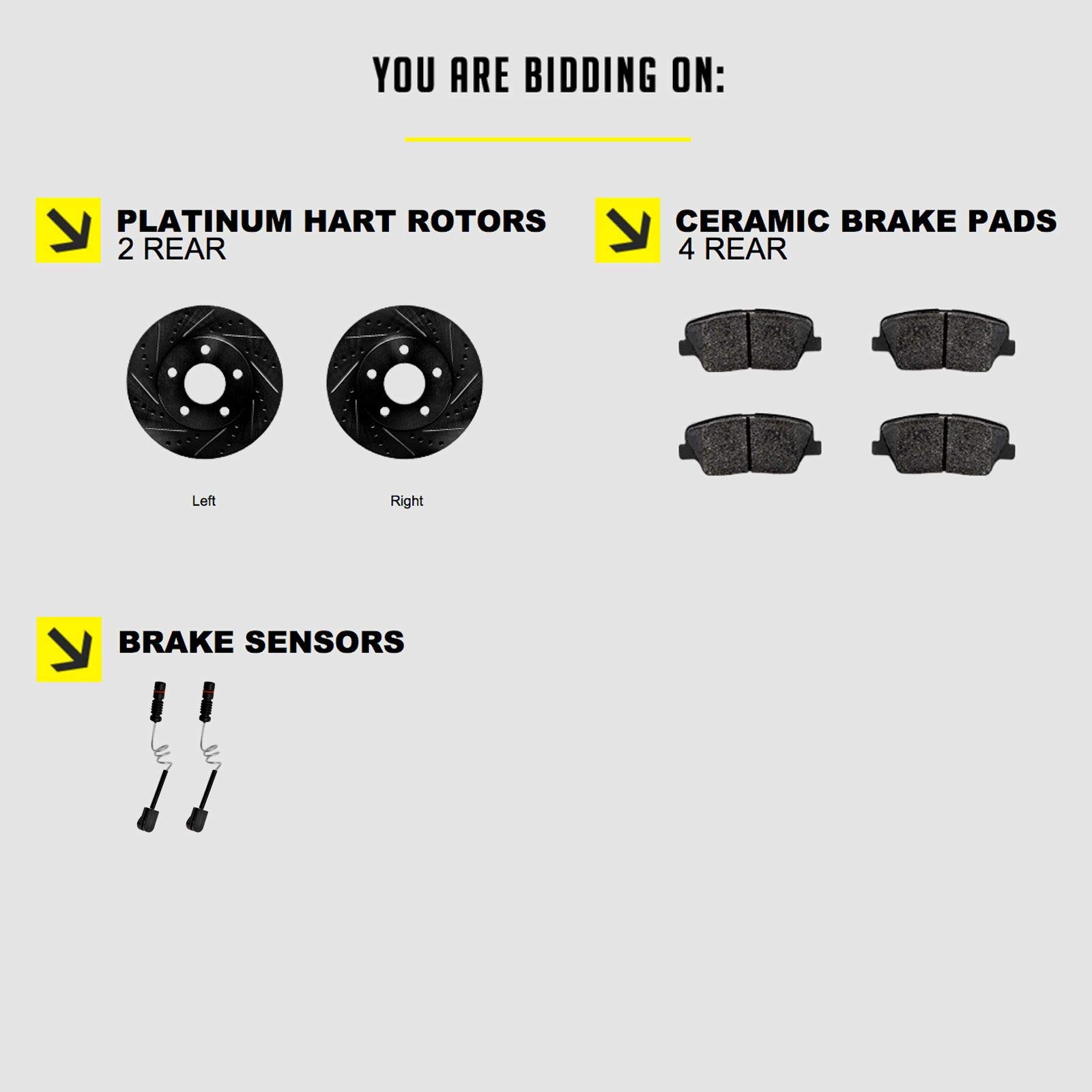 Hart Ceramic Rear Brake Pads and Rotors Kit - Compatible with 1993-2002 Mercedes-Benz 600SL, SL500, SL600 | Smooth Braking Performance for City Driving & Highway Commutes