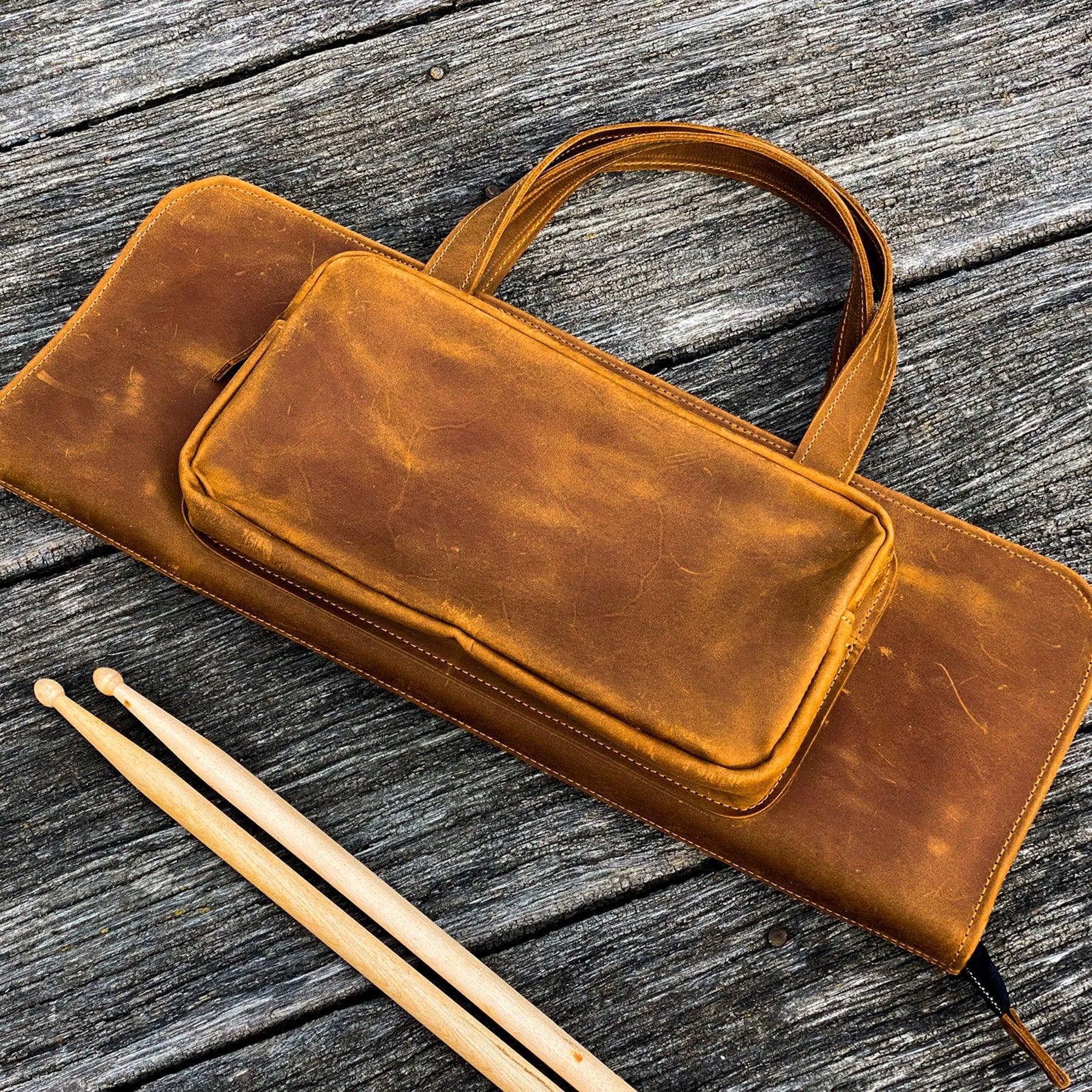 Premium Leather Drumstick Bag for Drummers - Durable & Stylish Stick Holder for Gigging, Practice & Travel