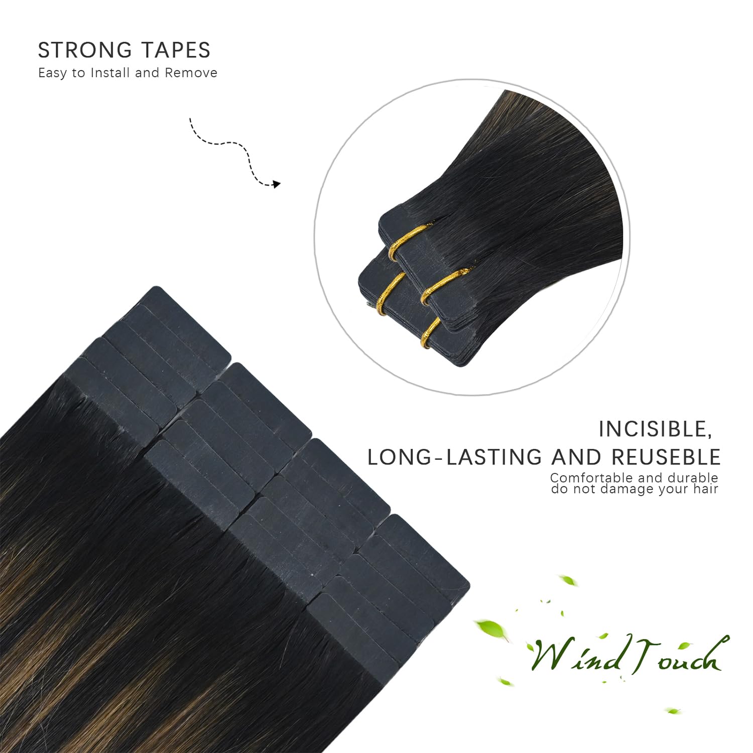 20Pcs 50g Tape in Human Hair Extensions - 20 Inch Straight Natural Black to Chestnut Brown Balayage - Thick Real Human Hair for Volume & Length | Perfect for Daily Wear, Parties & Special Occasions