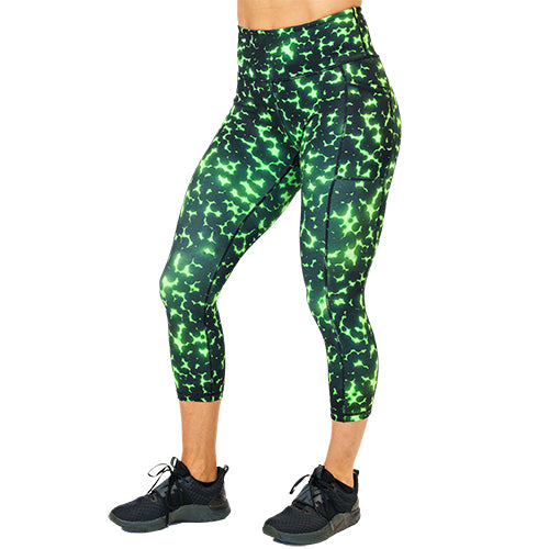 Radioactive Green Leggings for Women - High Waist Yoga Pants for Workout, Running & Fitness | Trendy Activewear for Gym & Daily Wear