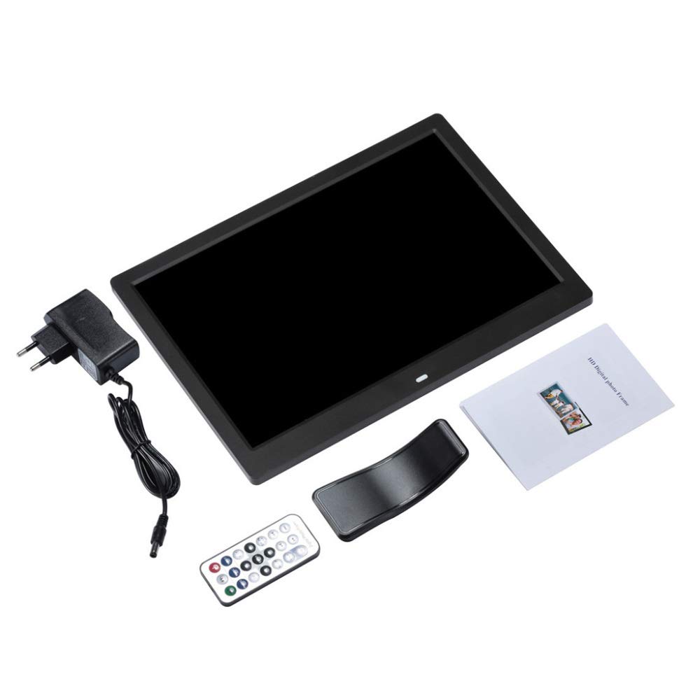10 Inch Digital Photo Frame with 1024x600 Full HD IPS Display - Remote Control, Auto-Rotate, Calendar Clock, Timer, SD/USB Support - Perfect for Home, Office & Gift Giving