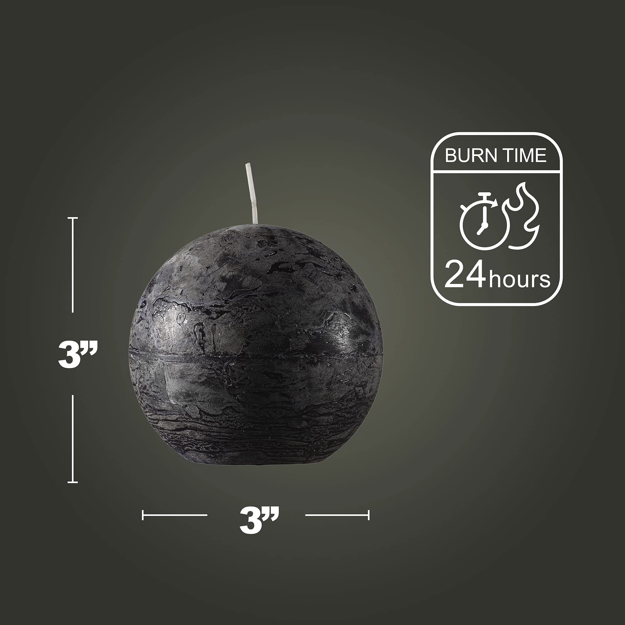 SPAAS Unscented Black Round Candles - Set of 6 Rustic Ball Candles for Wedding Decorations, Party Centerpieces, Romantic Dinners & Home Decor - Perfect for Tablescapes, Holiday Displays & Special Occasions