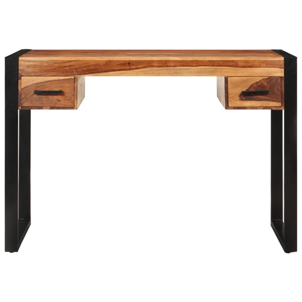 Solid Sheesham Wood Computer Desk with 2 Drawers, 43.3