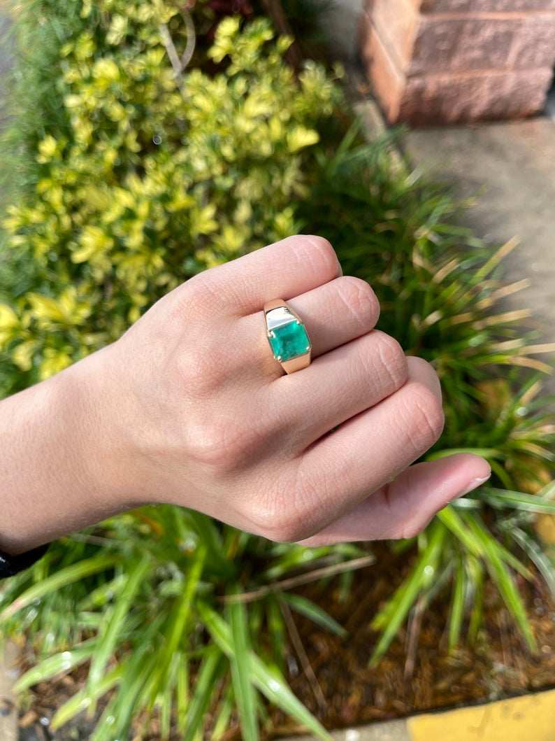 3.63 Carat Emerald Cut Green Emerald Men's Ring for Business Professionals - Perfect for Executive Gifts, Weddings & Formal Occasions