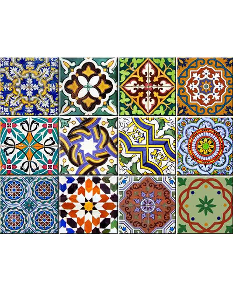 24-Piece Talavera Backsplash Tile Stickers - Authentic Traditional Mexican Style Peel & Stick Decals for Kitchen & Bathroom - Easy to Apply 4x4 Inch Home Decor (Perfect for DIY Kitchen Backsplash, Bathroom Wall Upgrade, Rental Apartment Renovation)