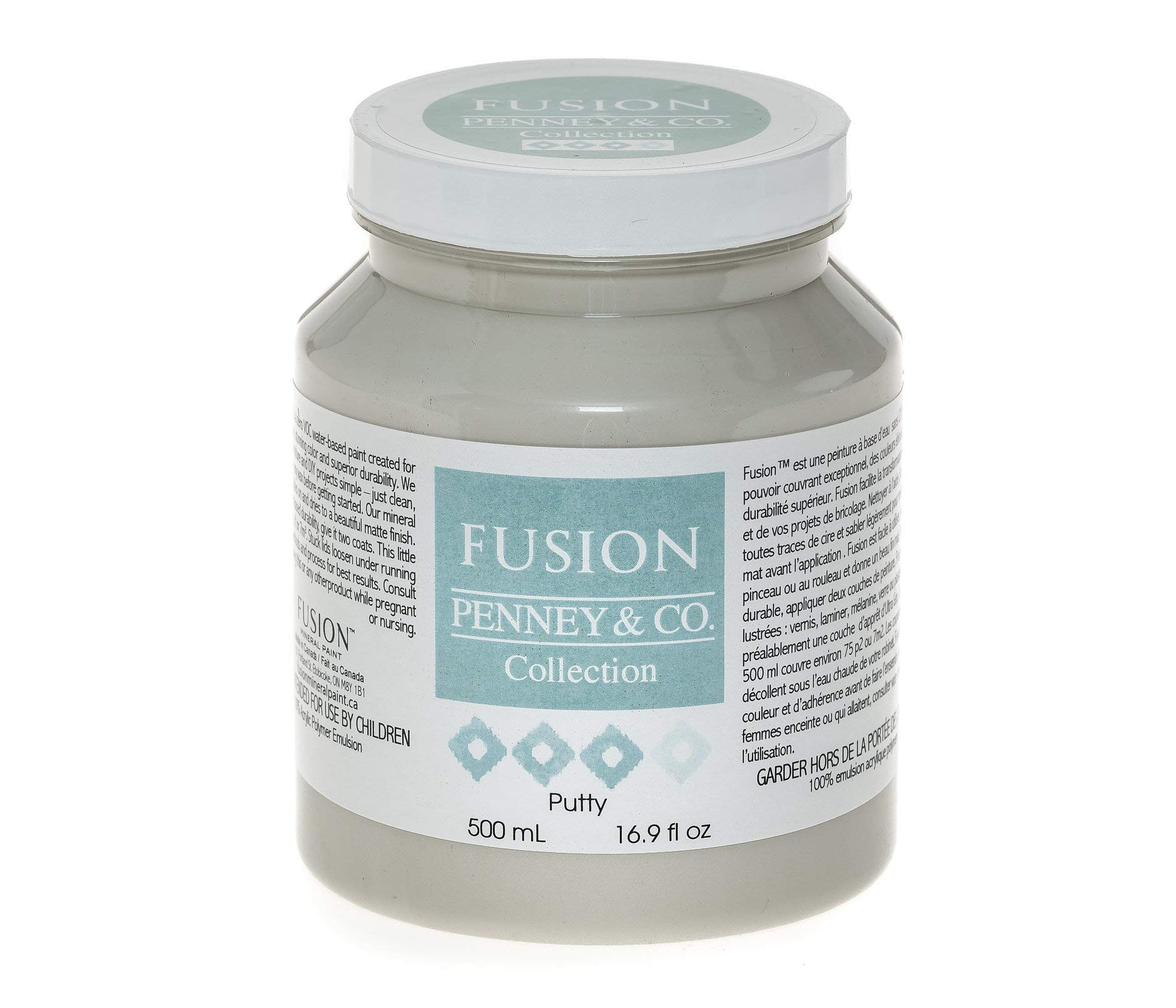 Fusion Mineral Paint - 500ml (16.9oz) Premium Chalk Style Paint in Putty - Perfect for Furniture, Cabinets, and DIY Home Decor Projects