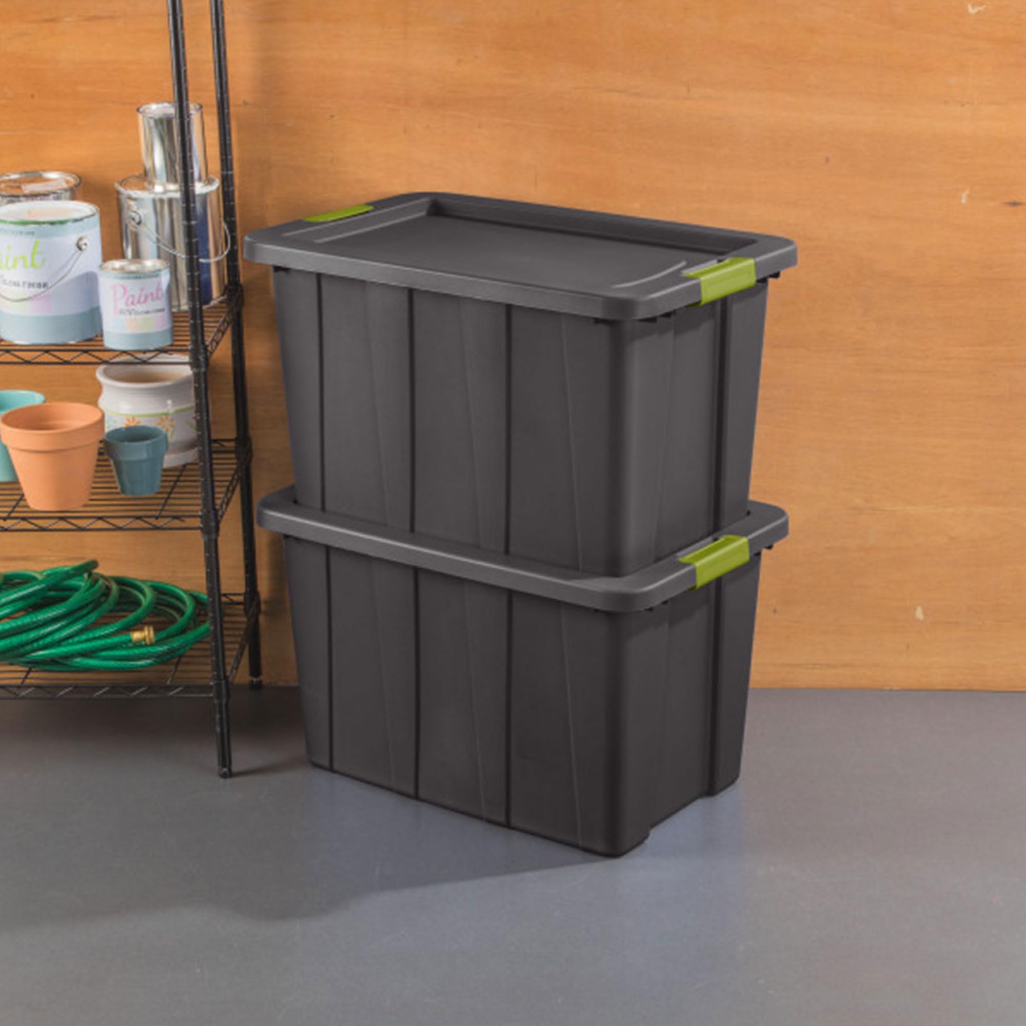Sterilite 12-Pack 30 Gallon Heavy Duty Storage Bins with Lids - Durable Tuff1 Totes in Flat Gray for Home Organization, Garage Storage & Moving Supplies