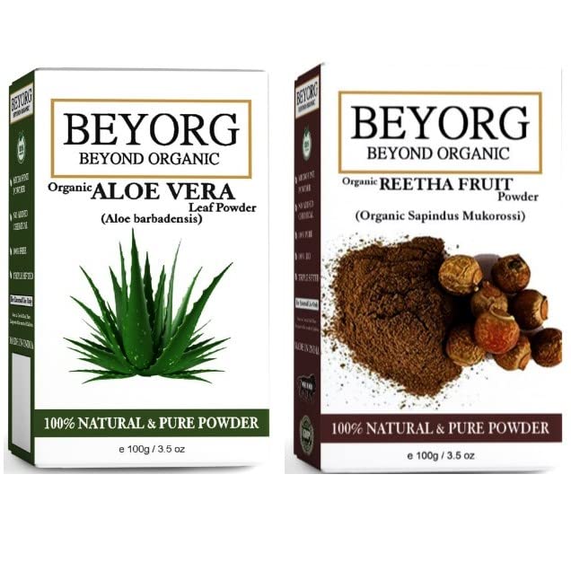 Organic Aloe Vera Powder & Reetha Powder for Hair Growth - Natural Hair Care Treatment to Prevent Hair Loss | Promotes Stronger, Healthier Hair for Men & Women | Perfect for DIY Hair Masks & Scalp Treatments