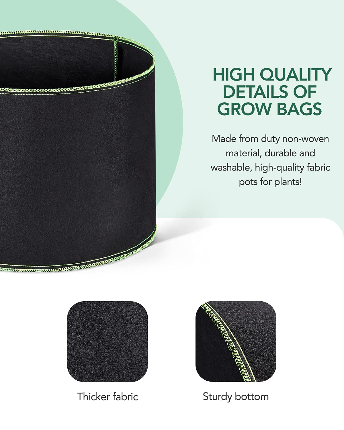 **ACSTEP 10-Pack 1 Gallon Heavy Duty Aeration Fabric Grow Bags - Thickened Nonwoven Plant Pots for Vegetables, Herbs & Flowers - Ideal for Indoor & Outdoor Gardening**
