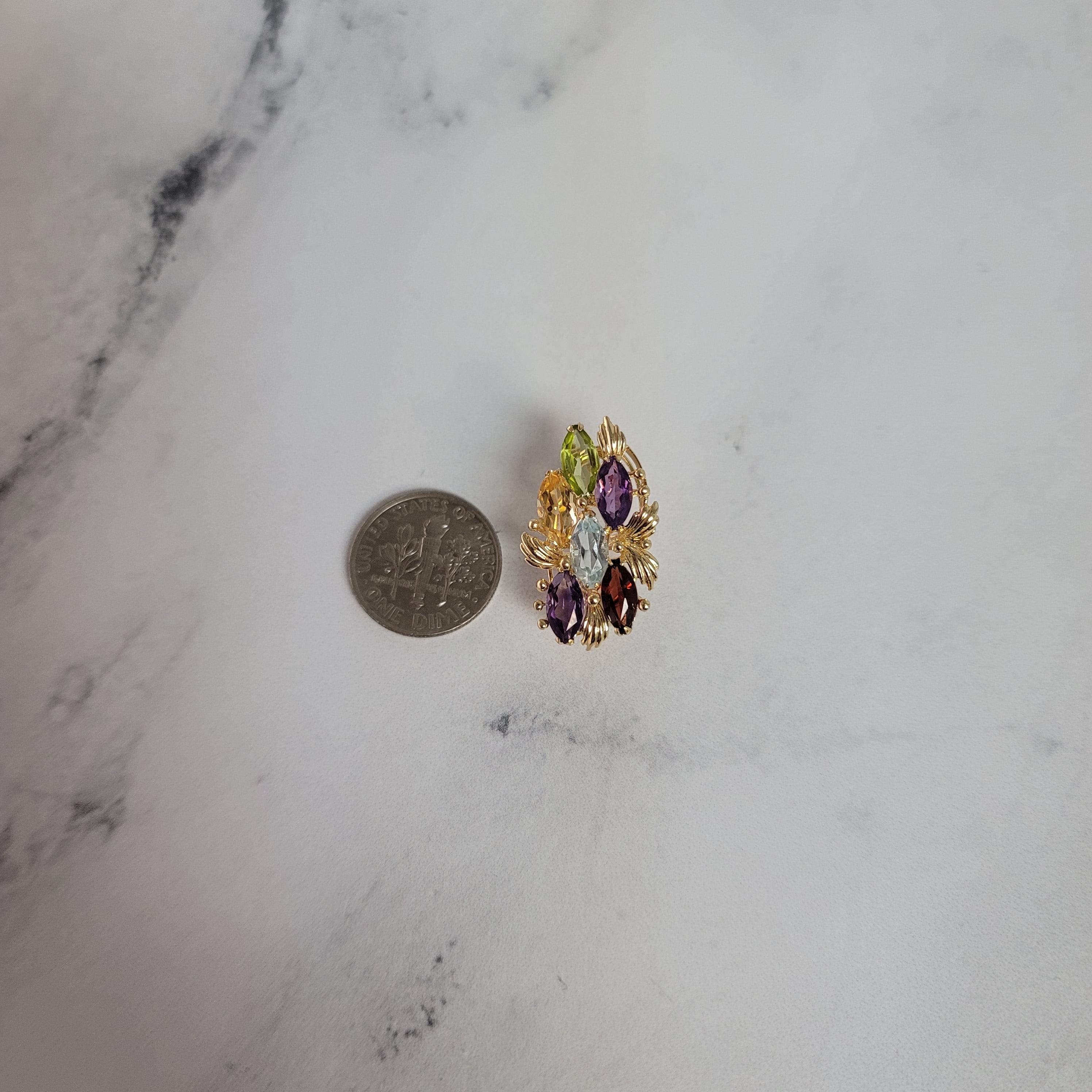 5 CT. Blue Topaz, Citrine, Amethyst, Garnet & Peridot Stud Earrings in 14k Yellow Gold - Elegant Gemstone Jewelry for Women, Perfect for Parties, Weddings & Everyday Wear