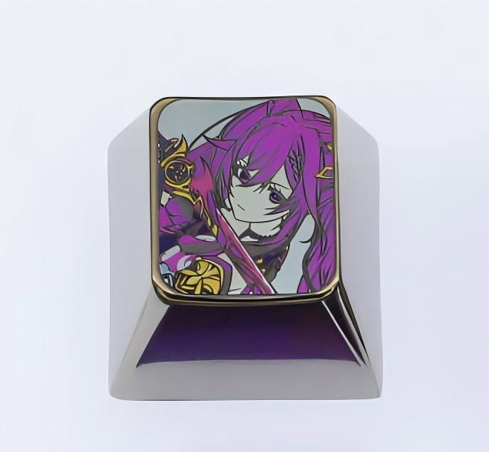 Keqing Anime Titanium Alloy Keycaps - 1U Custom Mechanical Keyboard Keycaps for Gaming & Typing - Perfect for Genshin Impact Fans & Keyboard Enthusiasts