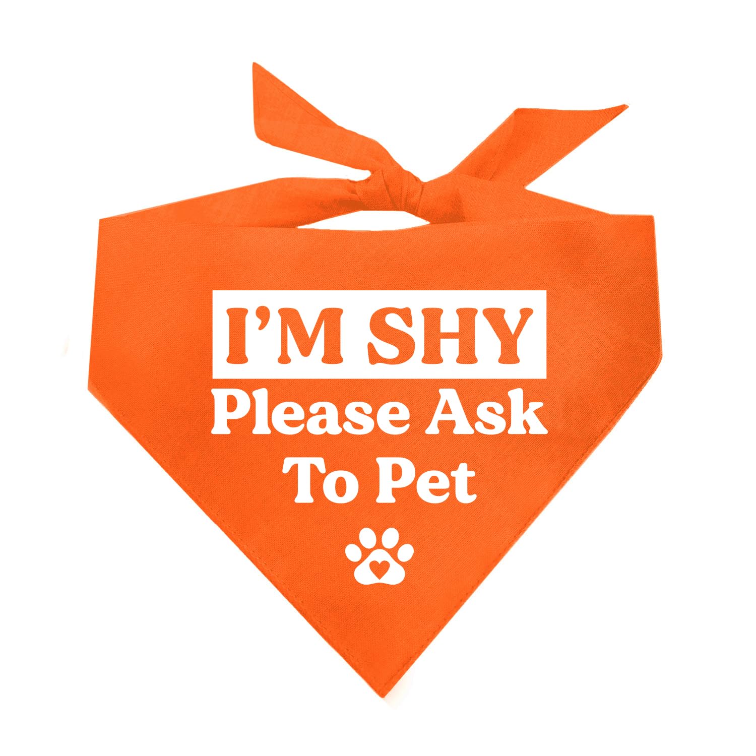 Pet Dog Bandana - 'I'm Shy Please Ask to Pet' Cute Orange Dog Bandana for Small Medium Large Dogs | Perfect for Shy Dogs, Dog Parks & Outdoor Adventures