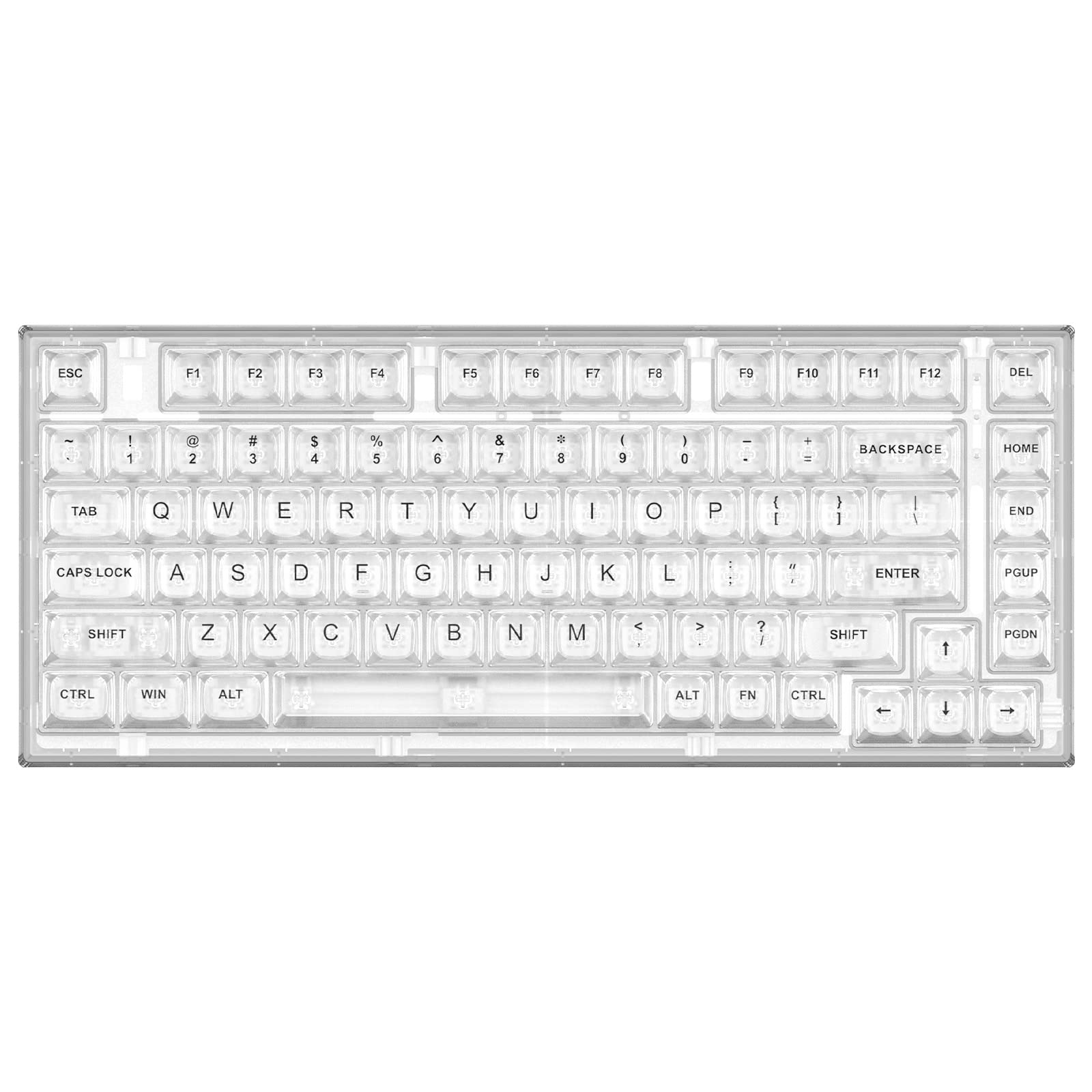 YUNZII X75 PRO 82-Key Wireless Mechanical Gaming Keyboard - Hot Swappable, Gasket Mount, BT5.0/2.4G/USB-C, Transparent Keycaps - Compatible with Windows/Mac (Crystal White Switch, Wireless-White) | Perfect for Gaming, Typing & Office Work