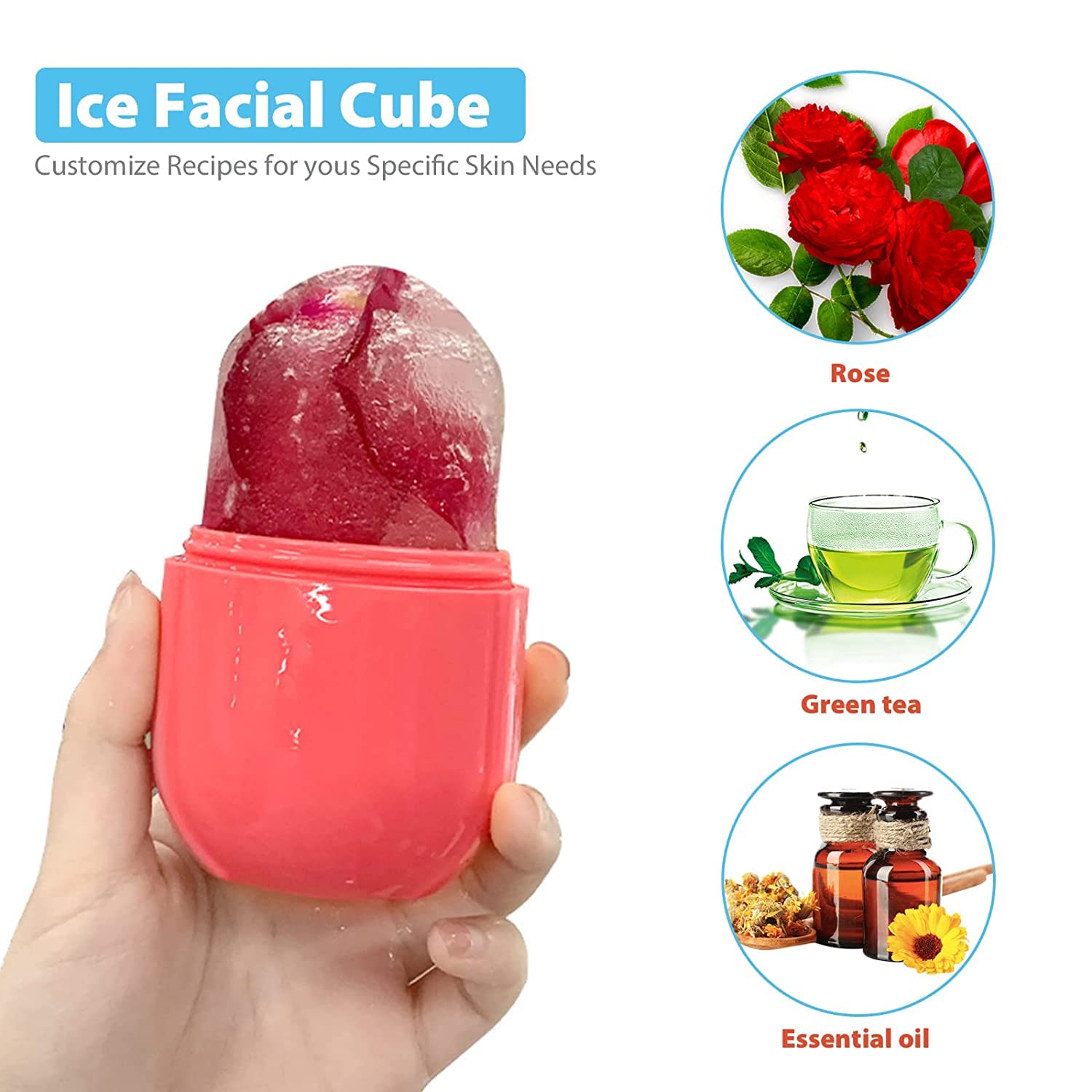 4Beauty Therapy Ice Face Roller - Reusable Silicone Facial Ice Roller for Puffy Eyes, Dark Circles & Skin Tightening | Cold Therapy Massage Tool for Morning Routine & Post-Workout Recovery