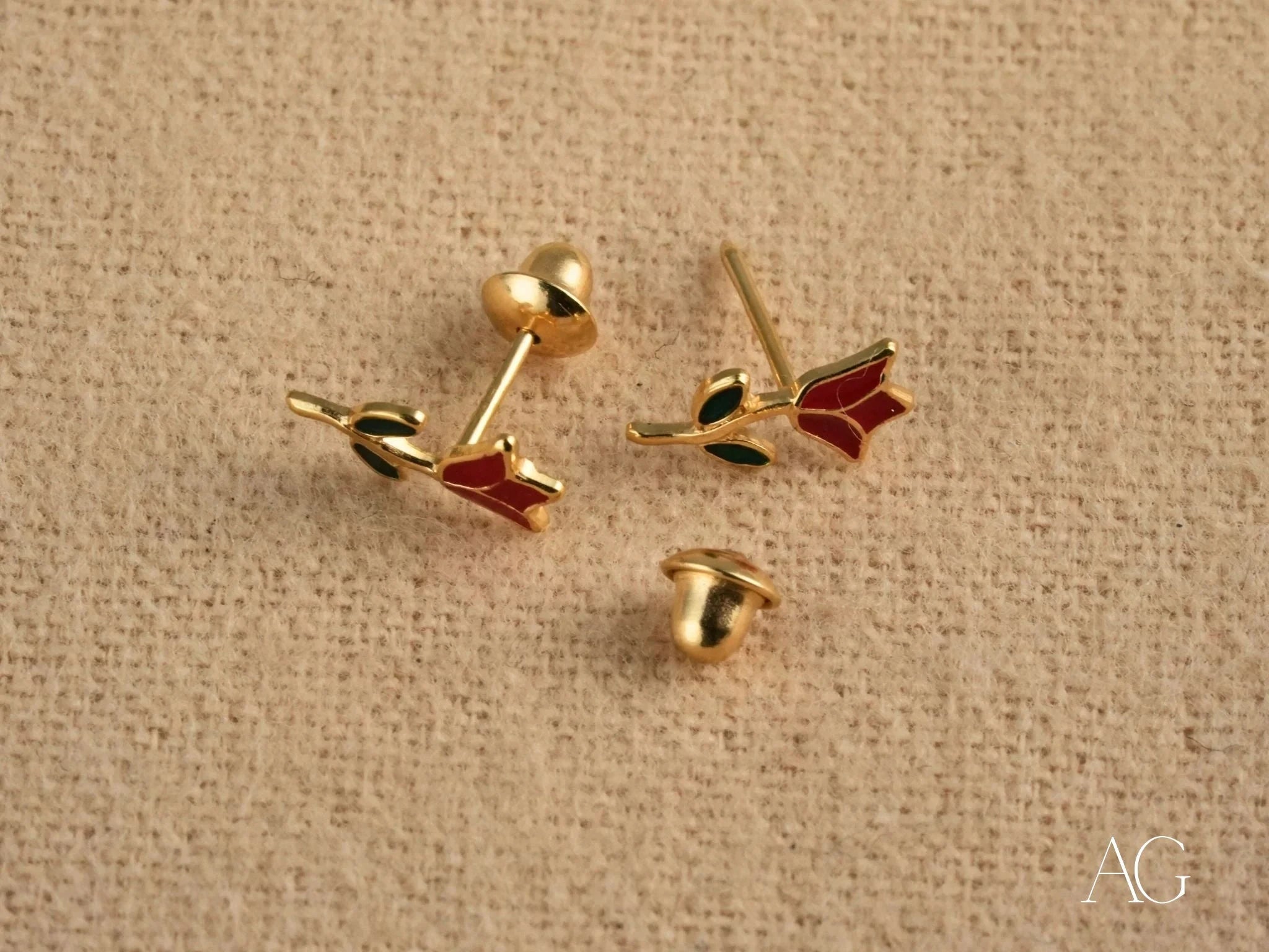 18k Gold Delicate Rose Stud Earrings for Women - Elegant Floral Jewelry Gift for Valentine's Day, Anniversary & Special Occasions