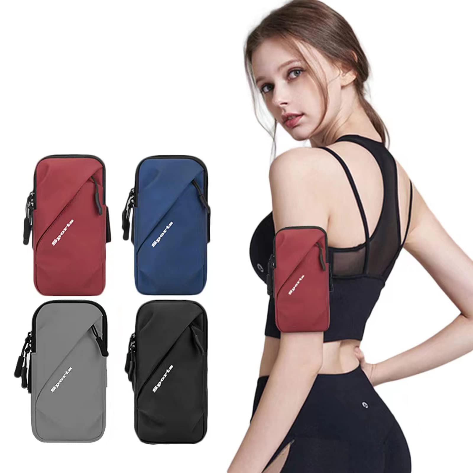 Running Phone Armband - Fits iPhone & Android for Gym, Hiking, Biking (Red)