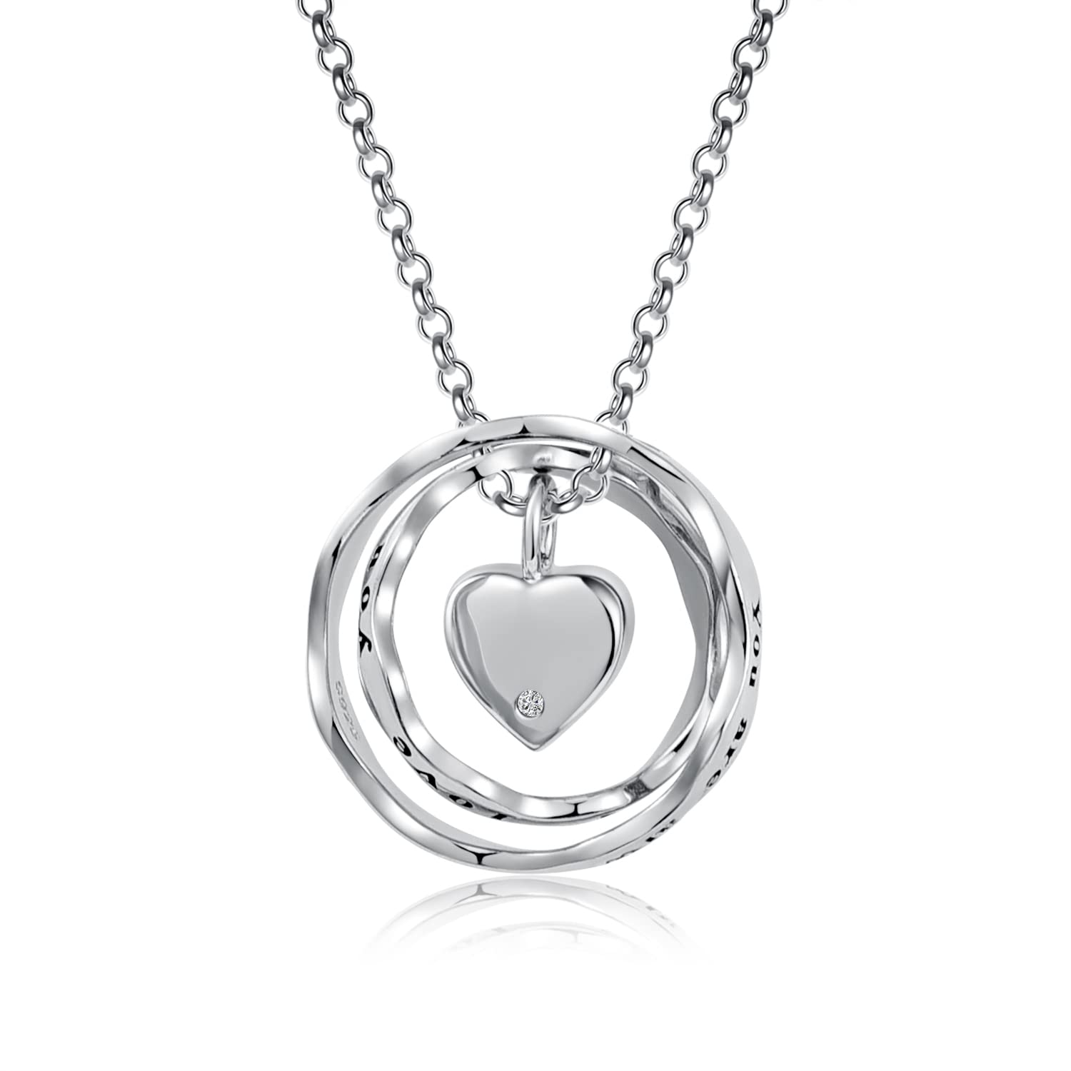 Sterling Silver Cremation Pendant Necklace for Ashes - Double Ring Keepsake Urn Jewelry with 
