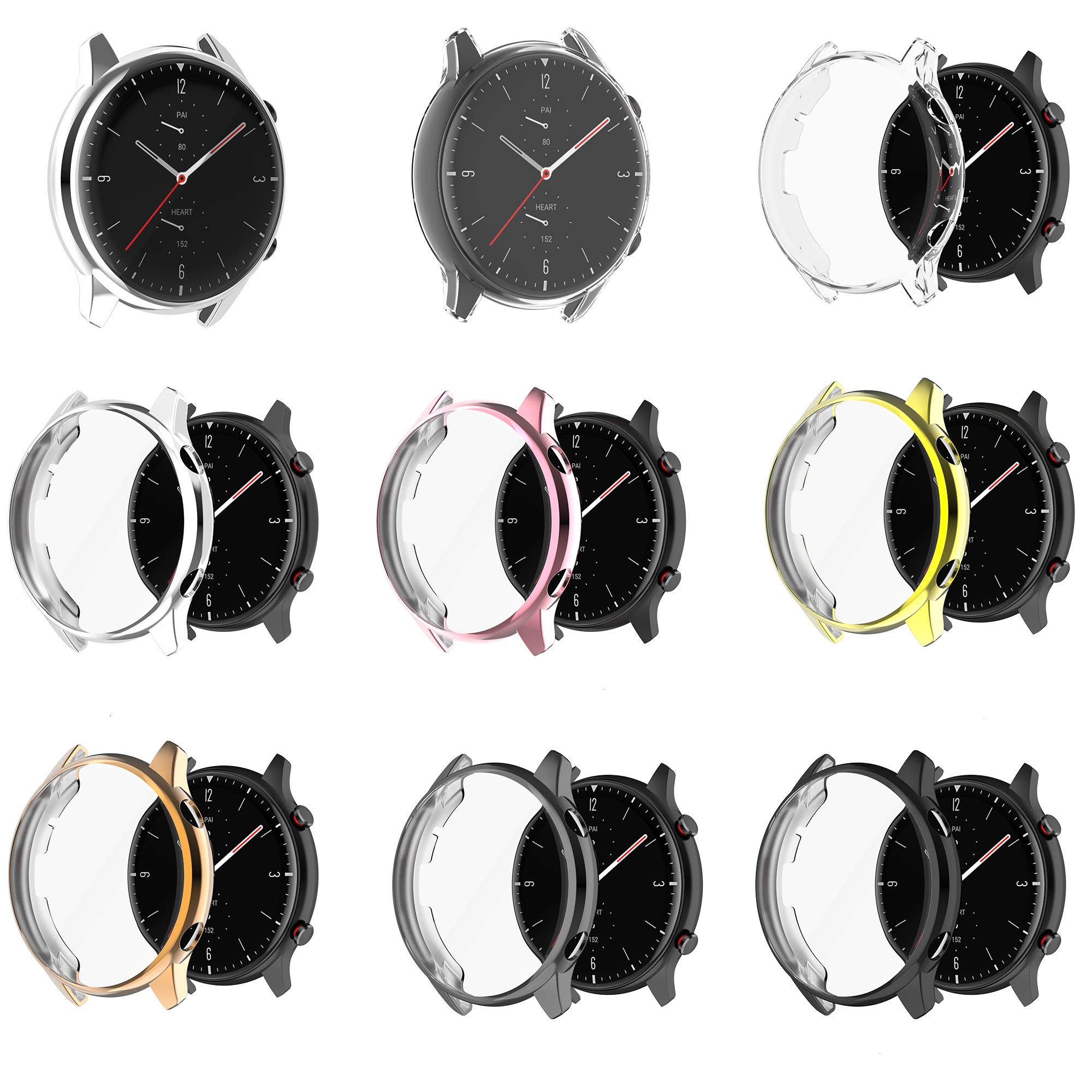 FitTurn Premium TPU Shockproof Case with Metal Plating for Amazfit GTR 2 Smartwatch - Slim Protective Cover with All-Around Guard (Pink) | Perfect for Gym, Running & Outdoor Activities