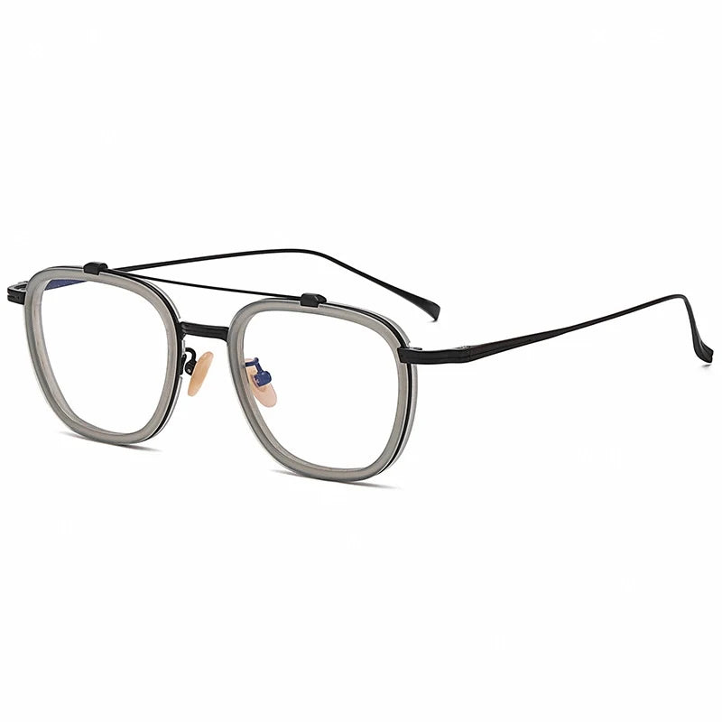 Stylish Aimee Unisex Full Rim Square Double Bridge Acetate & Titanium Eyeglasses Frame 20218 - Perfect for Work, Reading & Fashion Accessories