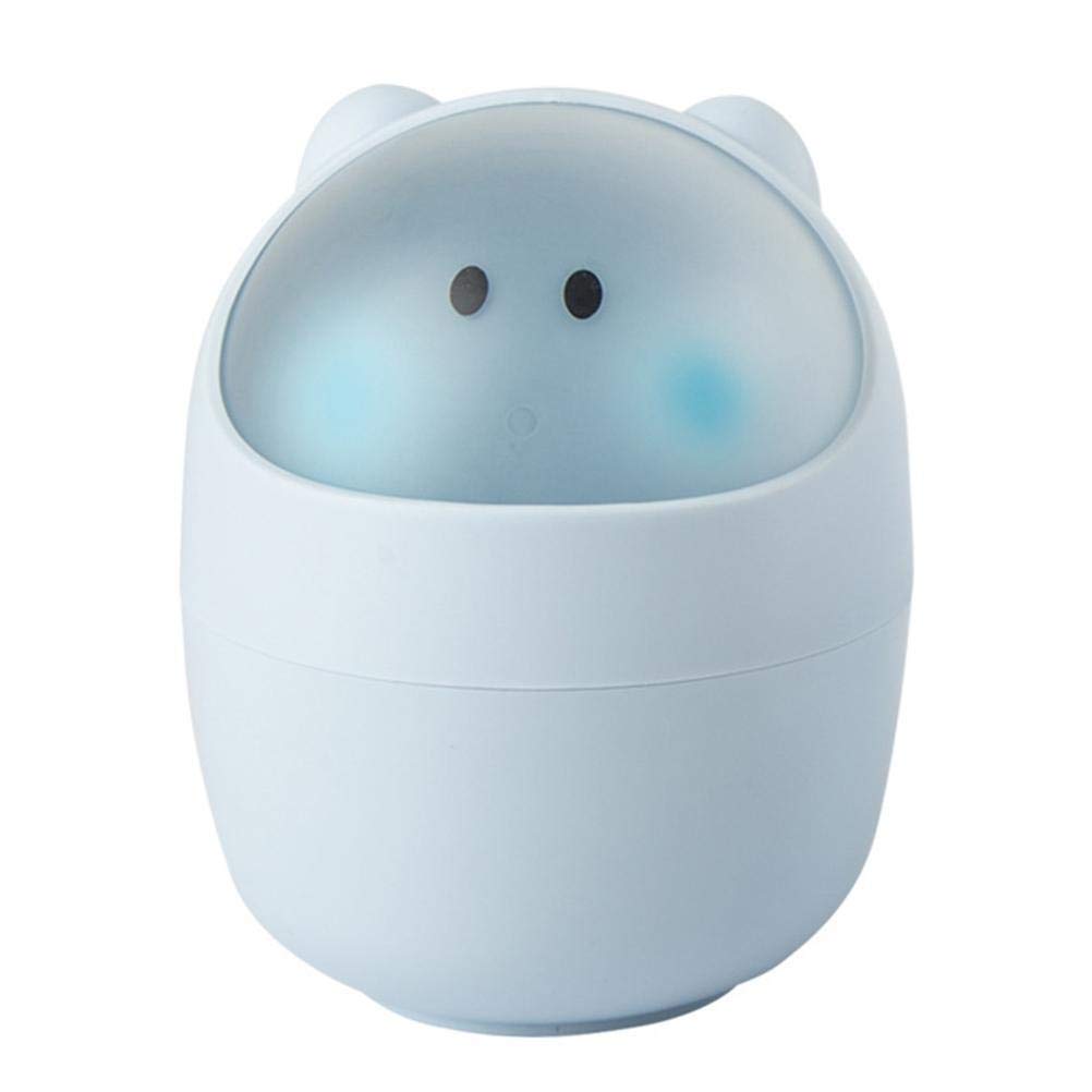 Zerodis Mini Desktop Trash Can with Lid - Small Waste Bin for Office Desk, Countertop, Coffee Table & Kitchen - Cute Blue Garbage Can for Home & Office Organization