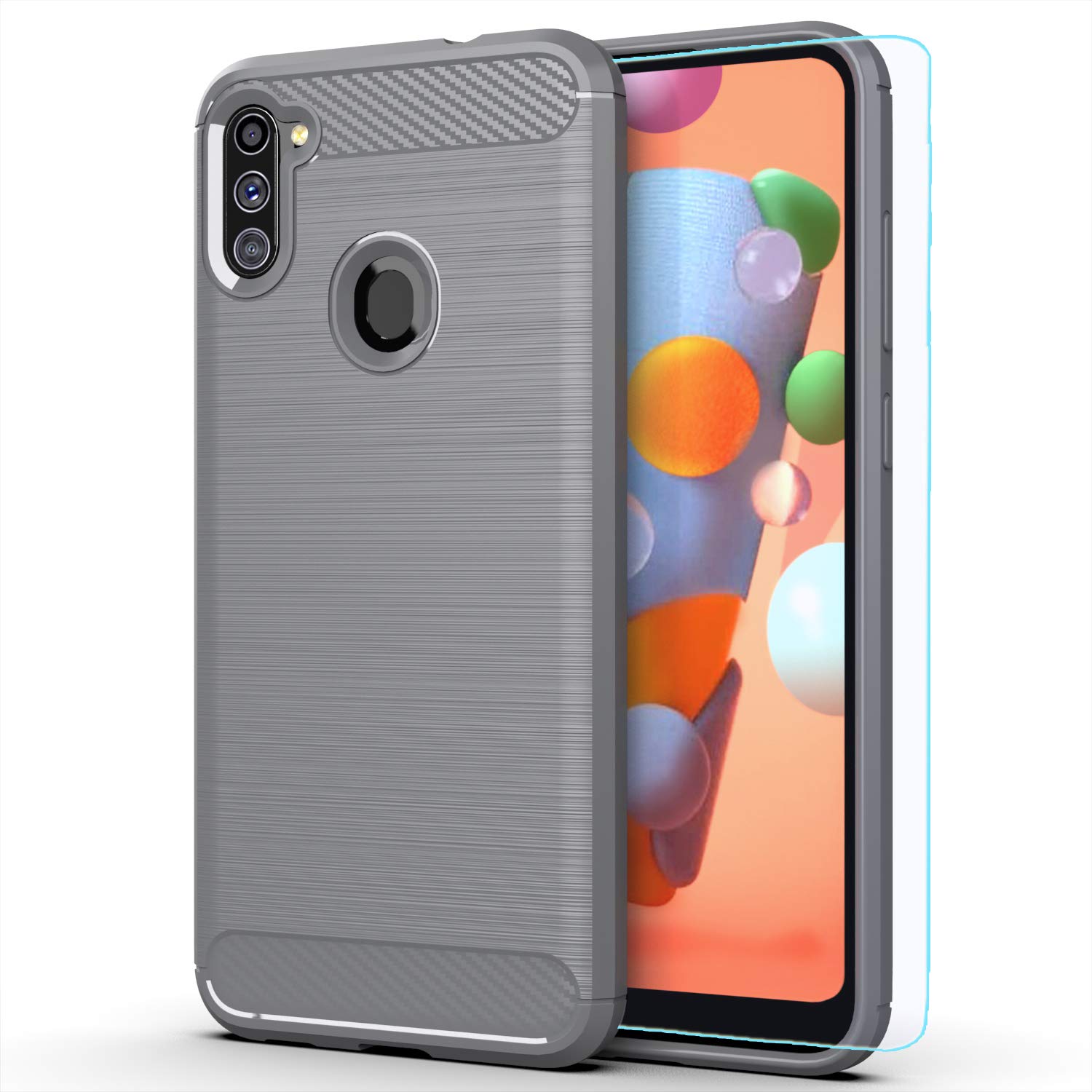 Premium Samsung Galaxy A11 Case with HD Screen Protector – MAIKEZI Slim Soft TPU Protective Cover | Non-Slip, Fashionable Design (Gray Brushed) – Perfect for Everyday Use, Work & Travel