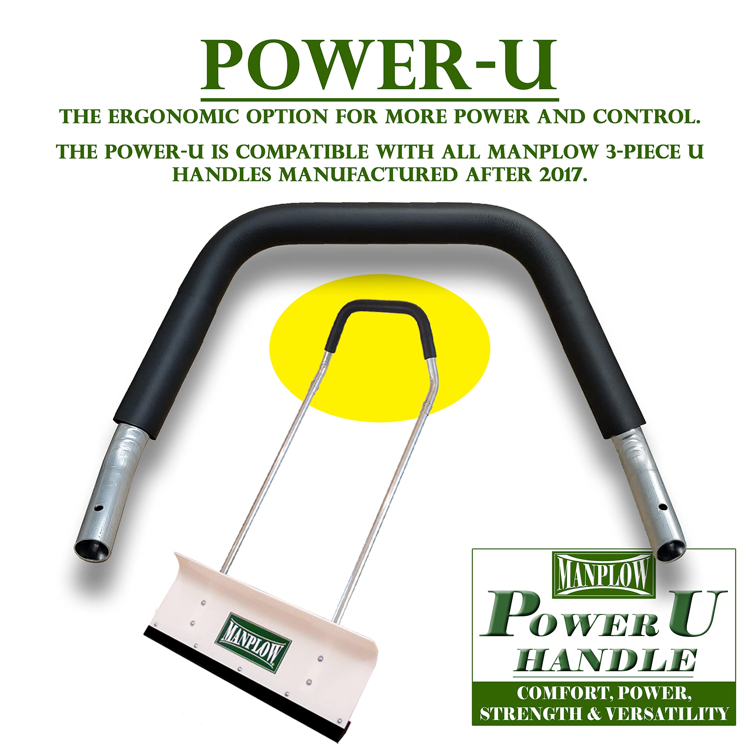 MANPLOW PRO Snow Pusher with Power U Handle Upgrade - 32 Inch Heavy Duty Snow Shovel for Driveway, Sidewalk & Roof - Ideal for Winter Snow Removal & Ice Clearing