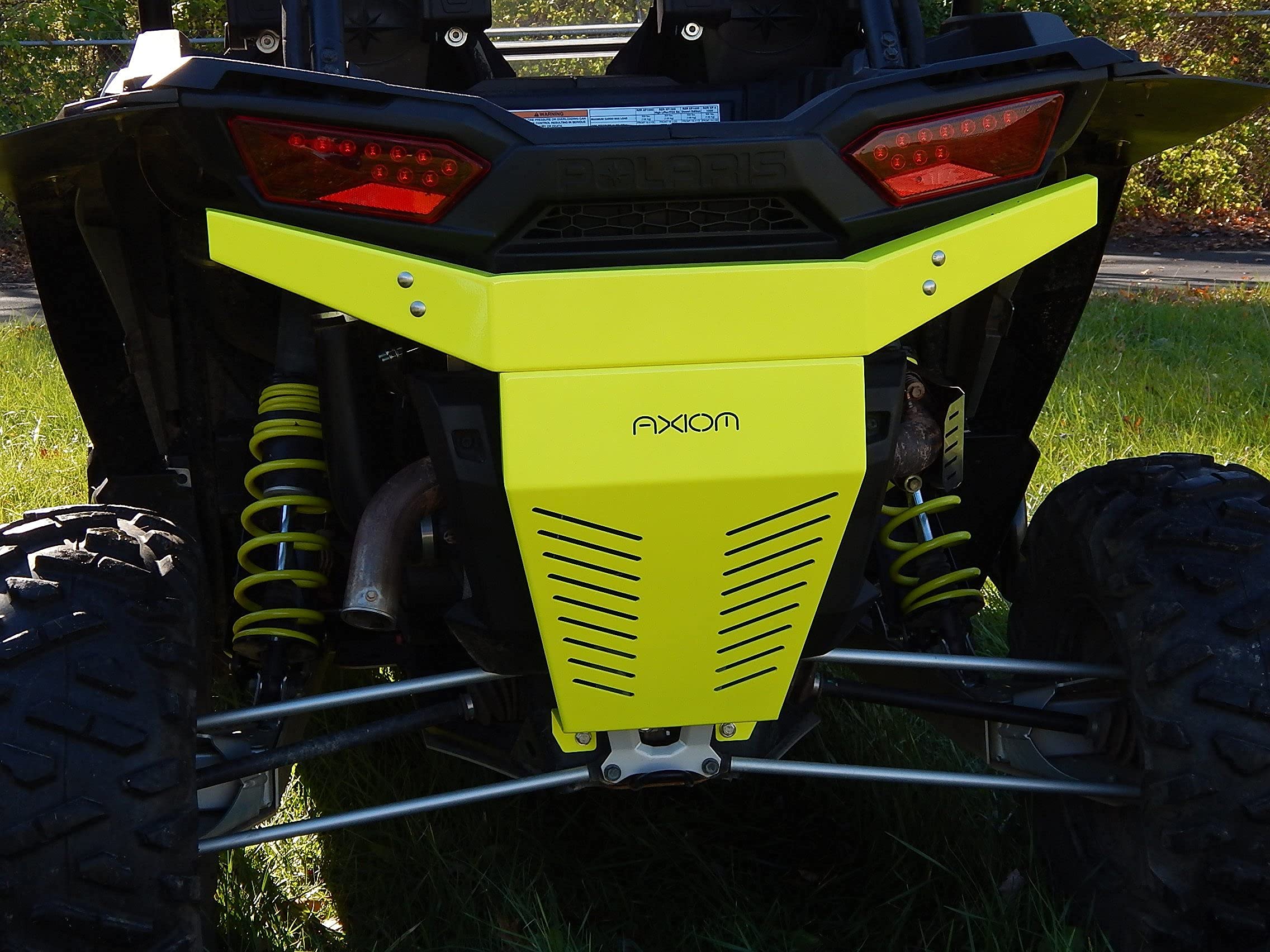 Axiom Side By Side Rear Bumper for Polaris RZR XP 1000 - Heavy Duty Steel Construction - Lime Green Powder Coat - Perfect for Off-Roading, Trail Riding & UTV Protection