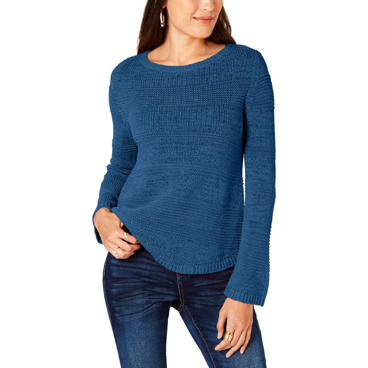Style & Co. Women's Blue Crochet Pattern Pullover Sweater Size XL - Cozy Knit Top for Fall & Winter Fashion