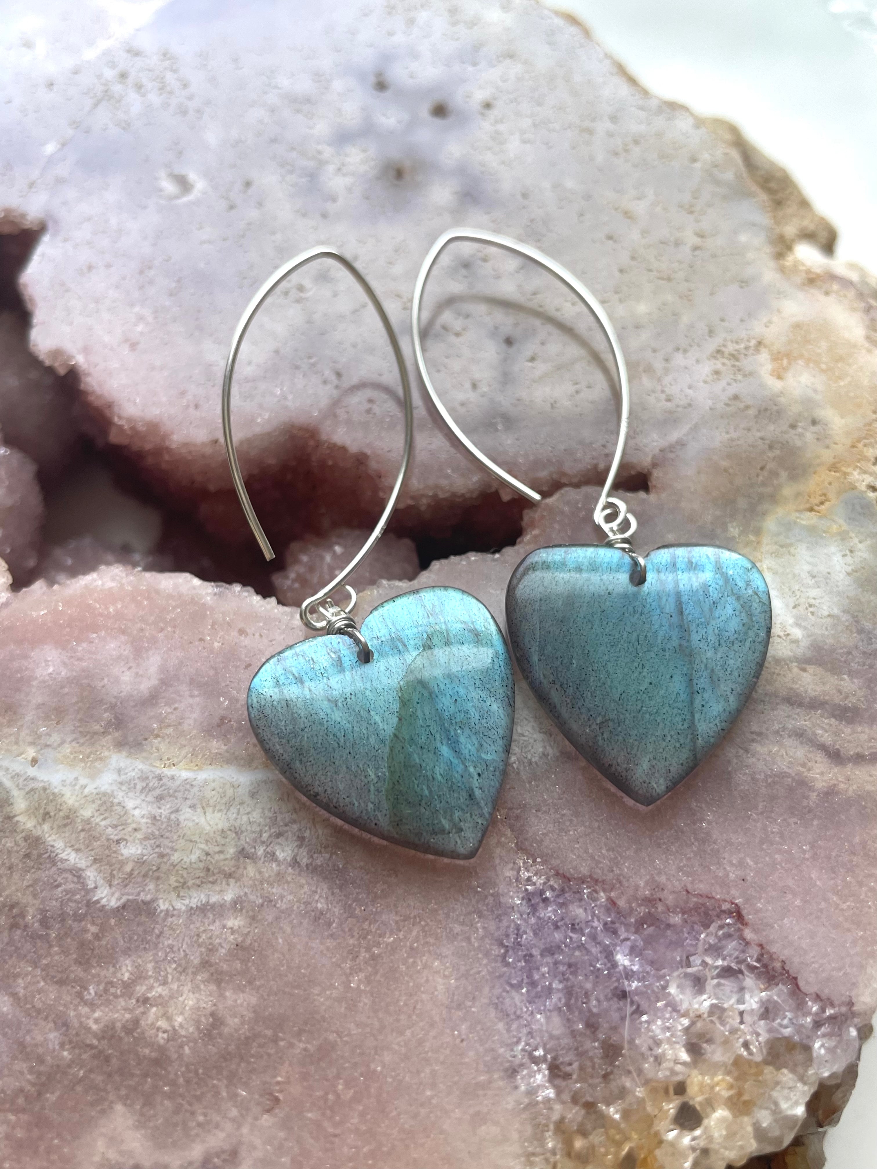 Labradorite Sterling Silver Dangle Drop Earrings – Crystal Healing Jewelry for Women, Boho Chic & Everyday Wear