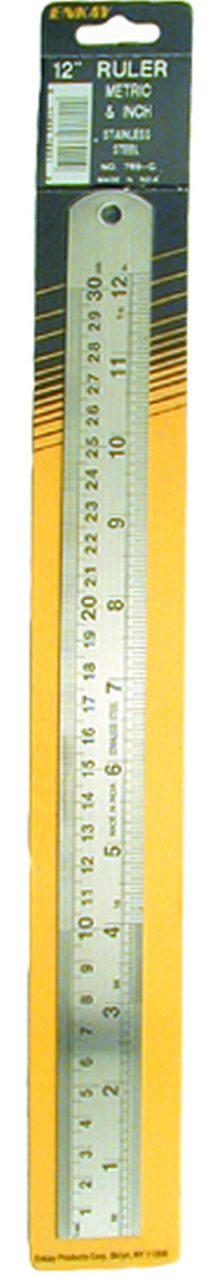Enkay 769-C 12-Inch X 1 1/8-Inch Steel Ruler - Precision Measuring Tool for DIY Projects, Woodworking & School Use | Durable Metal Straight Edge Ruler with Inch & Metric Markings