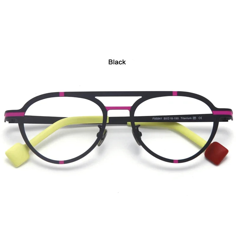 Aror Unisex Full Rim Oval Double Bridge Titanium Acetate Eyeglasses 4158 - Lightweight & Durable Frame for Men & Women - Perfect for Office, Reading & Everyday Wear