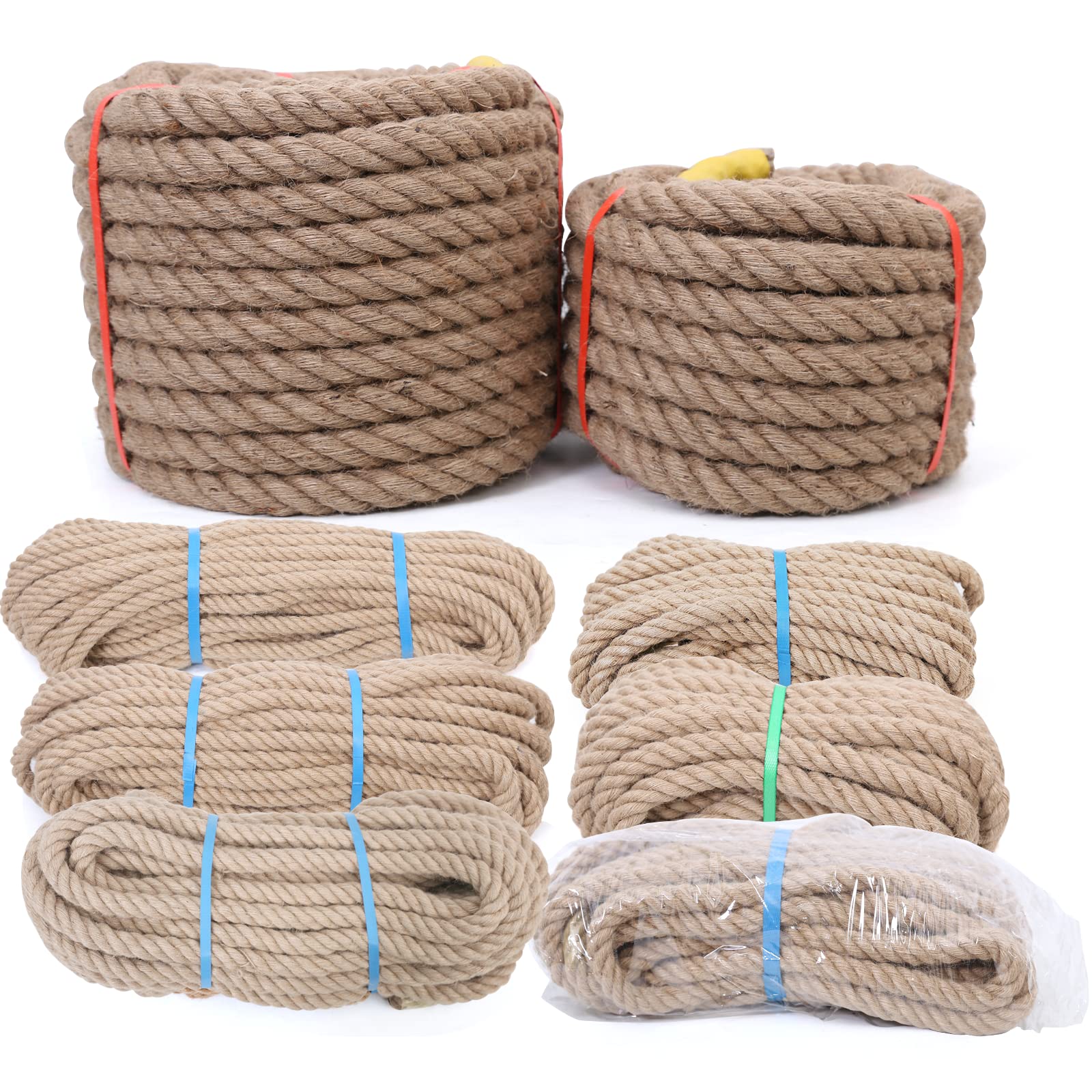 Natural Jute Rope 1.5 Inch x 100 Ft - Heavy Duty Manila Hemp Rope for Crafts, Tree Swing, Gardening, Bundling, Hammock, Nautical Decor, Tug of War & Home Decoration | DIY Projects, Outdoor Activities & Coastal Themed Decor