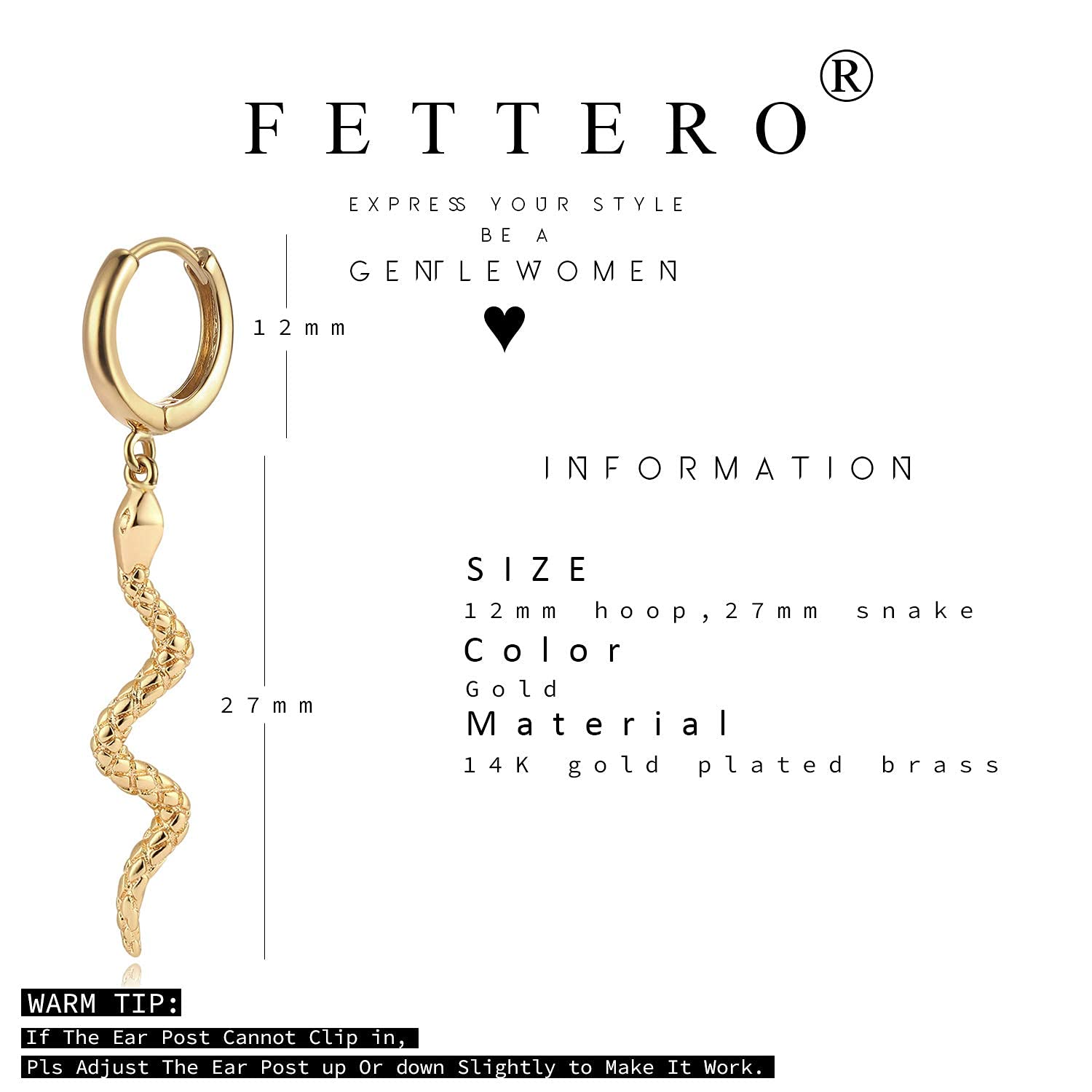 FETTERO 14K Gold Plated Hoop Dangle Earrings - Lightweight Drop Huggie Hoops for Women | Hypoallergenic & Dainty Everyday Jewelry | Perfect for Office, Date Night & Special Occasions