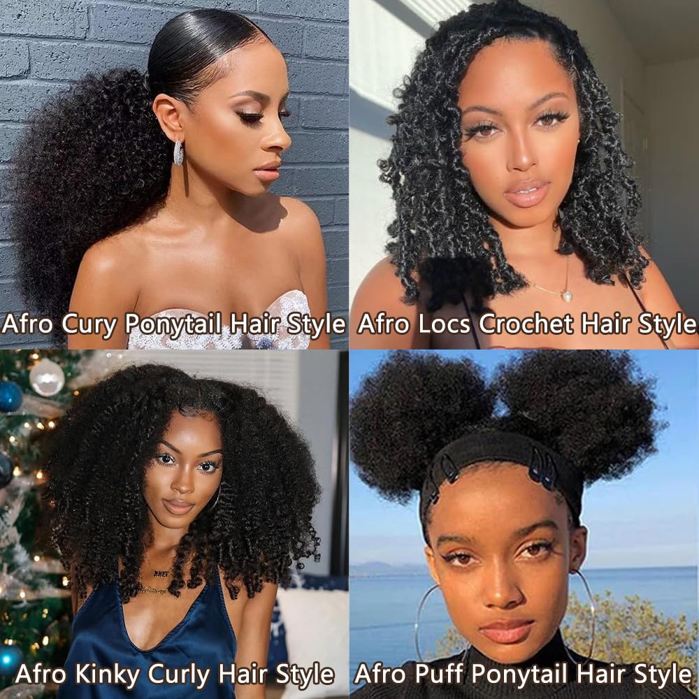 100% Unprocessed Virgin Mongolian Afro Kinky Curly Human Hair Bundles (22 22 22 Inch) - Natural Black Hair Extensions for African American Women | Perfect for Protective Styles, Weaves & Braiding