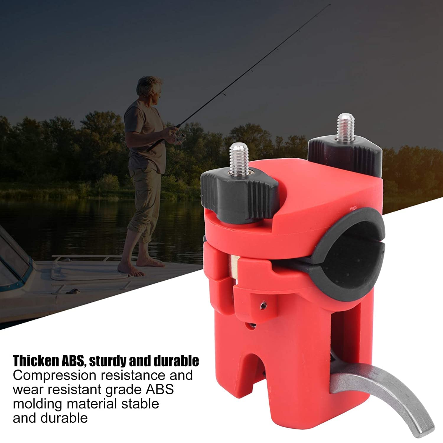 Ubersweet® Boat Fishing Rod Holder - Kayak & Boat Rod Mount Bracket, Adjustable Fishing Pole Stand for Saltwater & Freshwater Fishing (Red) | Perfect for Kayak, Canoe, and Small Boat Anglers