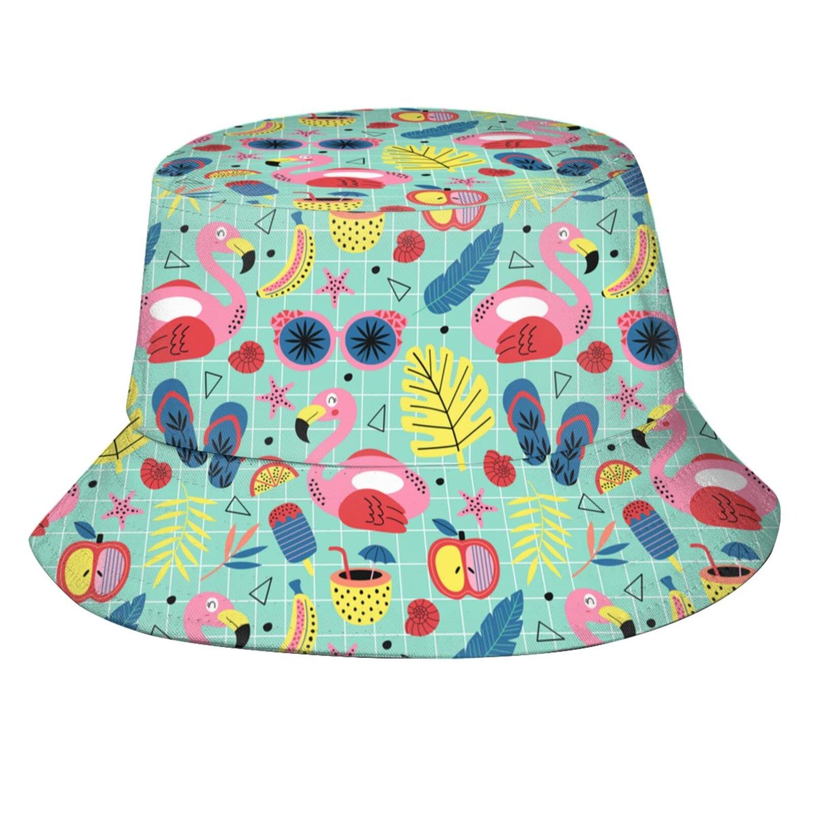 Swimming Pool Bucket Hat for Swimmers - Summer Fisherman Hat with Print, Packable Beach Hat for Outdoor Travel, Perfect for Poolside, Beach, and Fishing Adventures