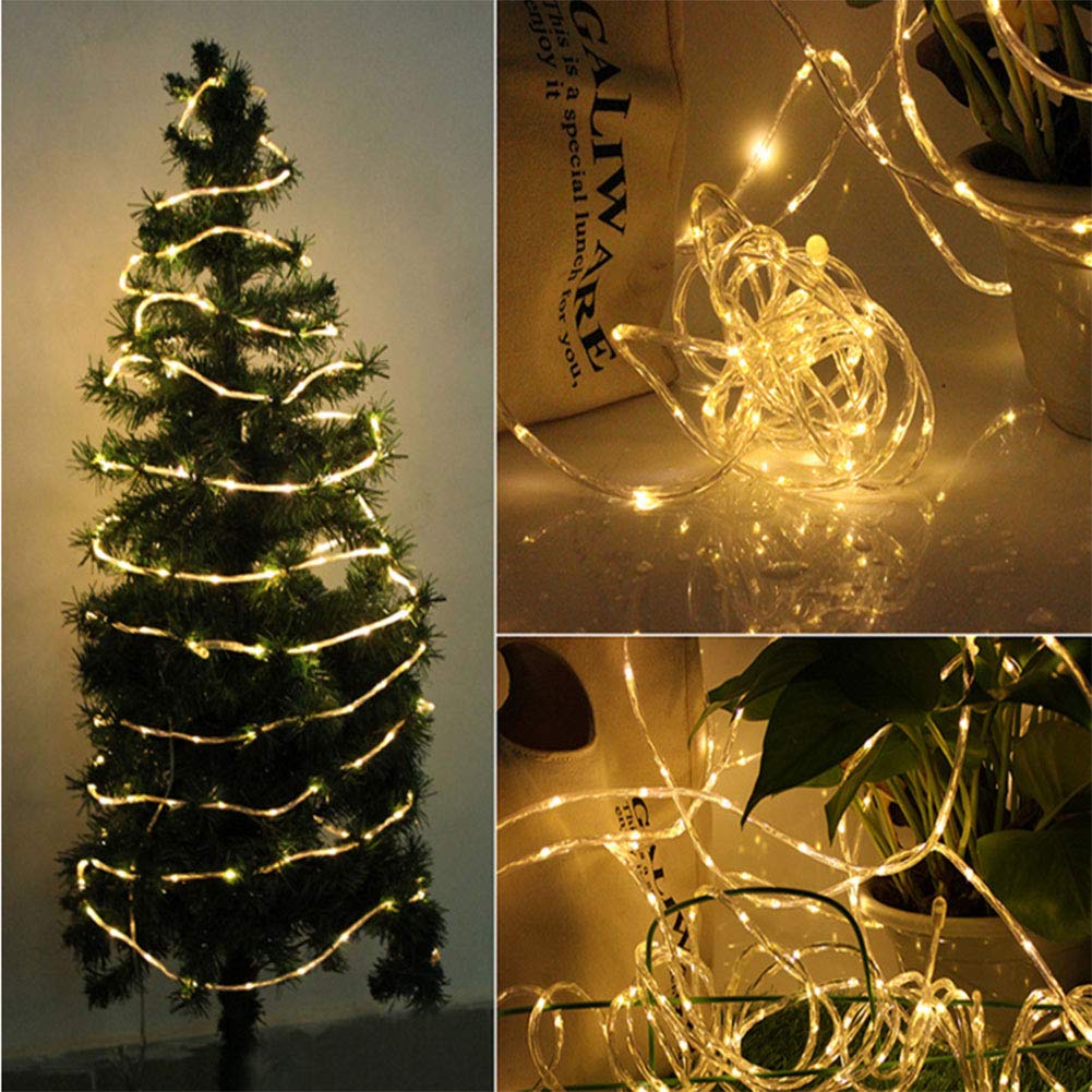 XUNATA 23FT Solar Rope Lights with 50 LED, 8 Lighting Modes, Waterproof Copper Wire - Outdoor Solar String Lights for Garden, Patio, Yard, Deck, Parties (Warm White) | Perfect for Wedding, Christmas, Halloween Decorations & Backyard Lighting
