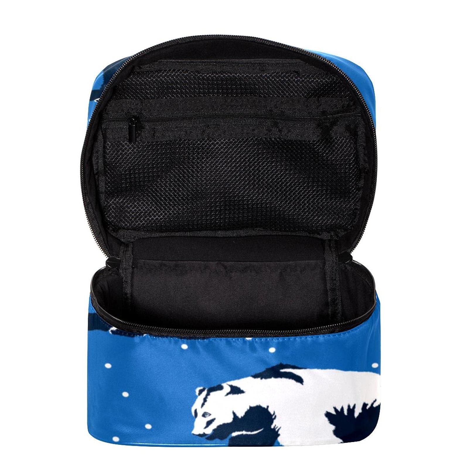 Big Bear Blue Pattern Large Travel Makeup Bag - Waterproof Cosmetic Organizer Case with Zipper for Women & Girls | Perfect for Vacation, Gym, Business Trips & Daily Use