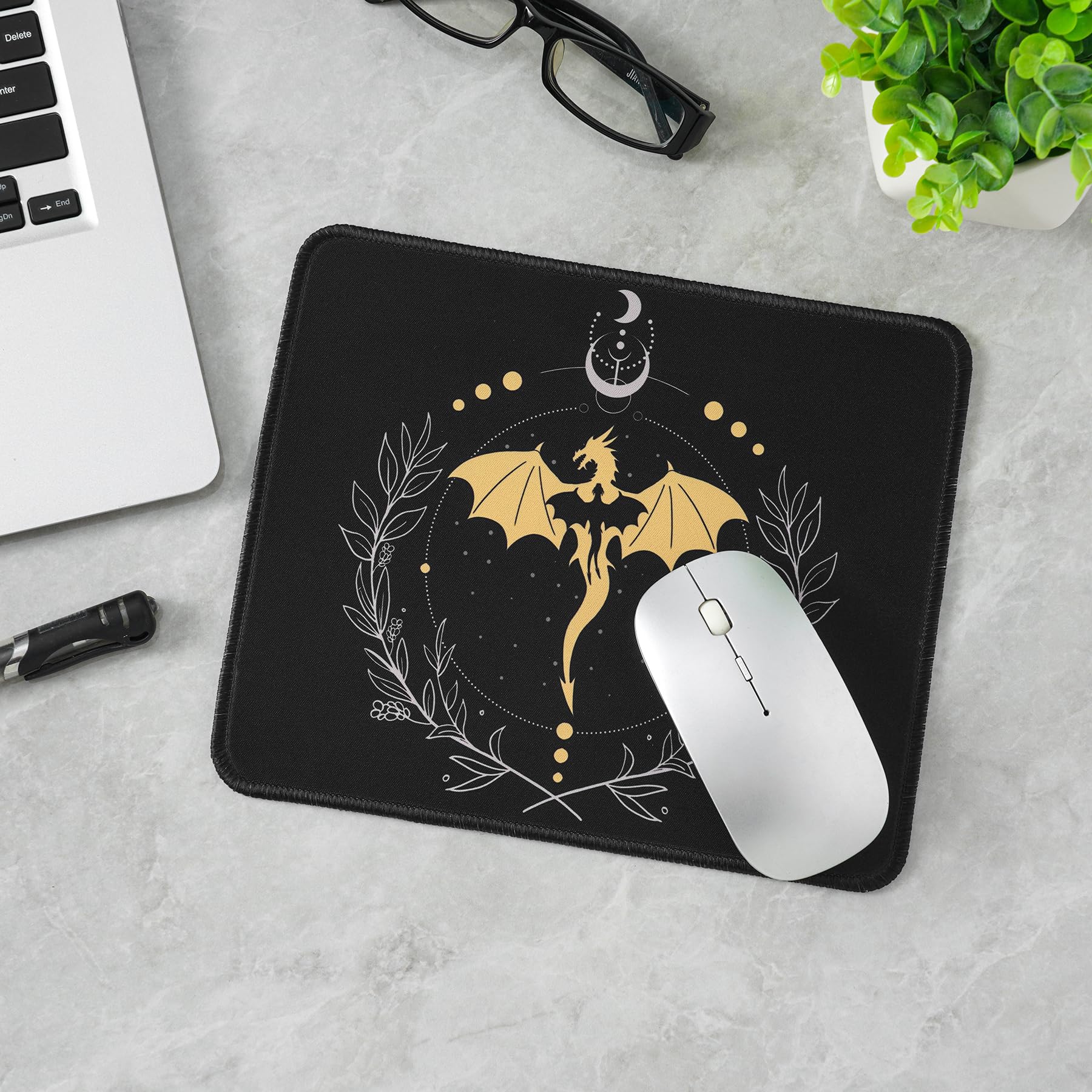 Dragon Gaming Mouse Pad - 9.5 x 7.9 Inch Non-Slip Waterproof Rubber Mousepad for PC, Laptop, Office & Home Use - Cool Square Design for Wireless Mouse & Computer Accessories - Perfect for Gaming, Work & Study